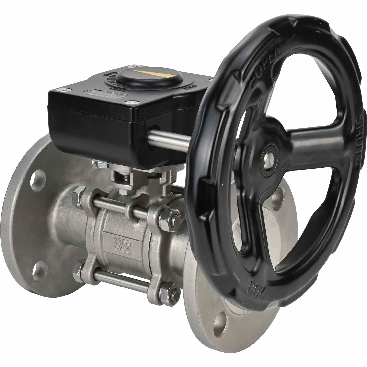 Robinet à boisseau sphérique en acier inoxydable Elephant ksfpt-304-180-ham, matériau du corps - acier inoxydable AISI 304, matériau de la bille - acier inoxydable AISI 304, joint - PTFE, commande par poignée