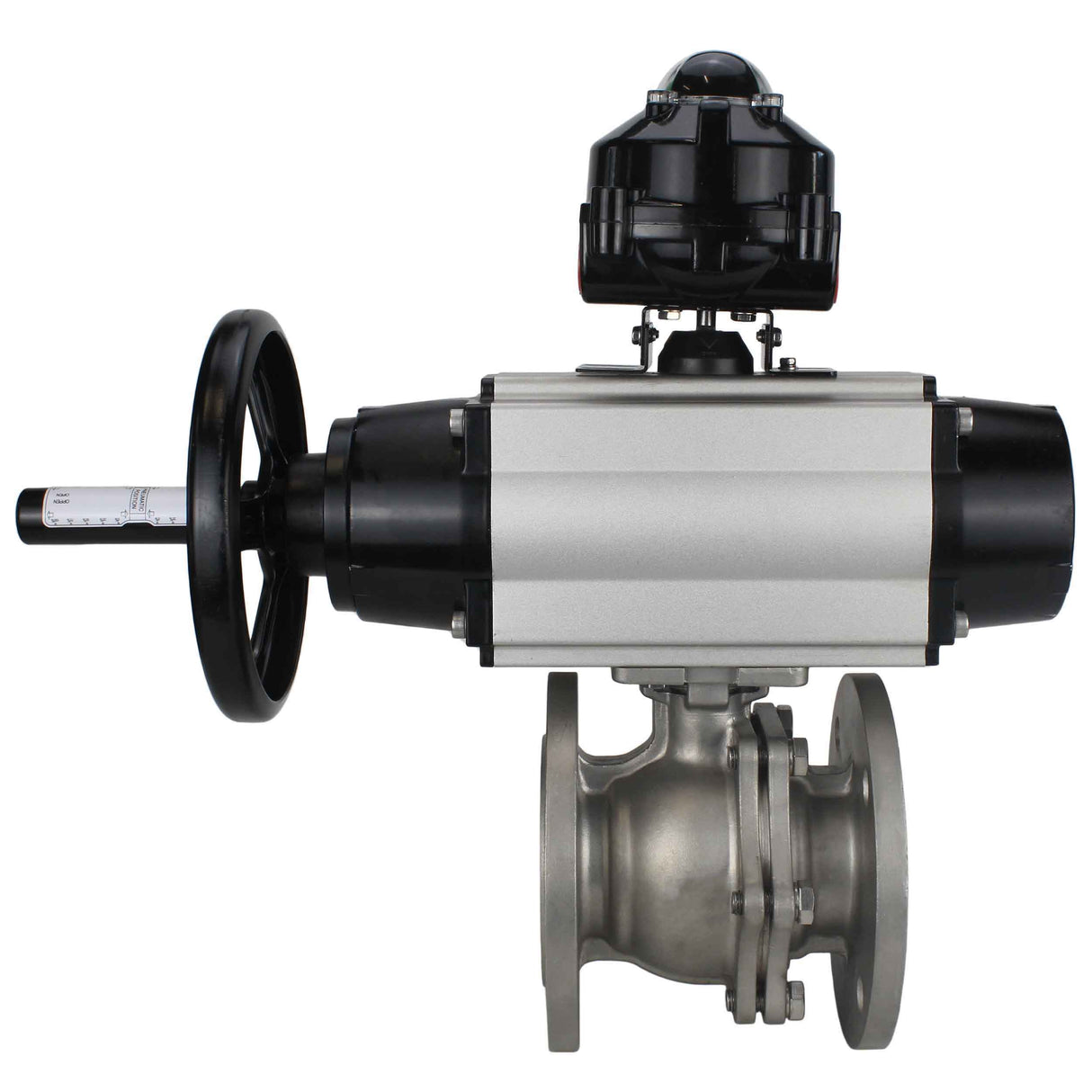 Ball valves Elephant BV3232P(2pc)-FP-F-ISO-H DN80-100 16 bar, full bore flanged, stainless steel SS316, seal - PTFE, with pneumatic actuator PA-DA-105-1 double acting, with pneumatic distributor 4M310-08 NAMUR 24V , with LSU APL-510N EX