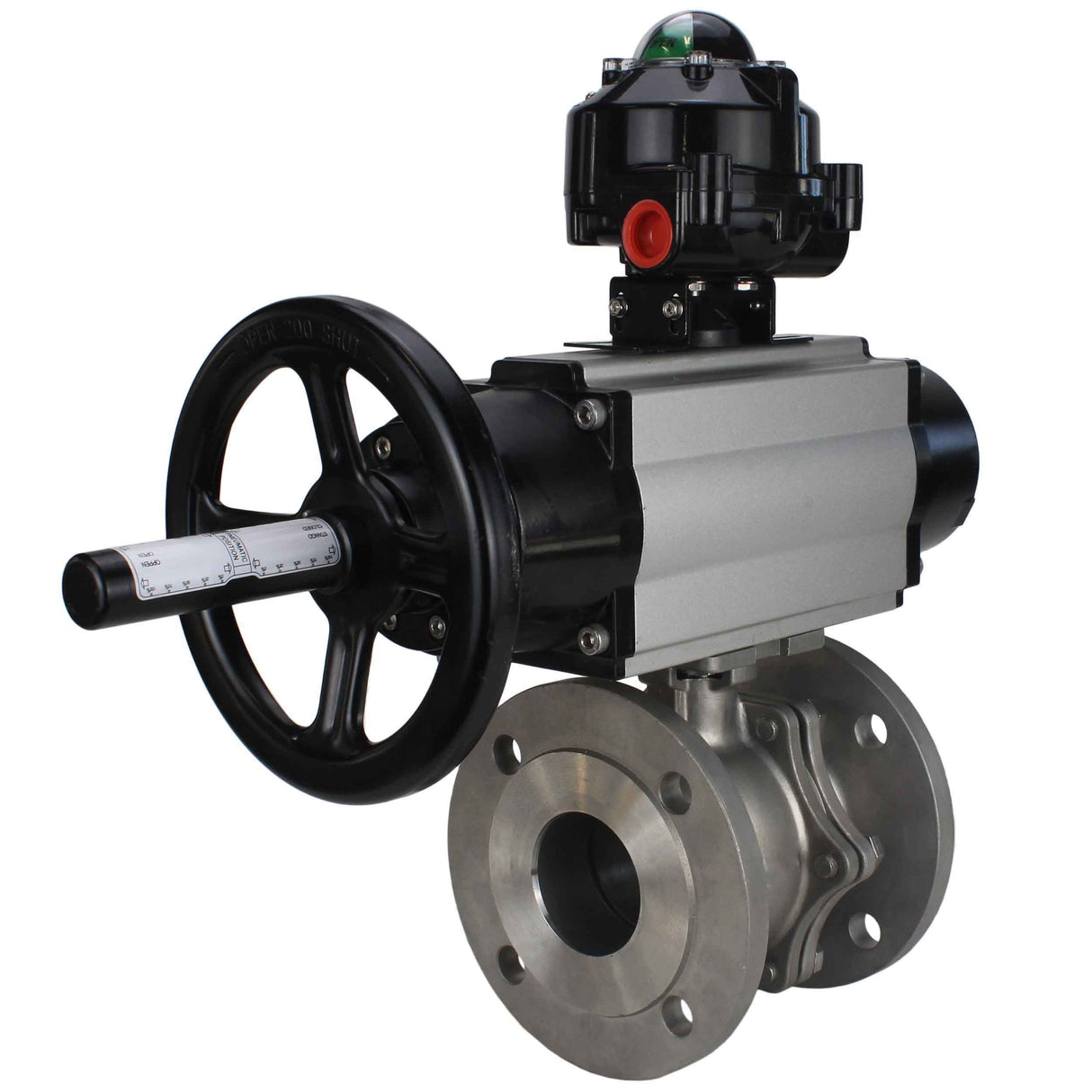 Ball valves Elephant BV3232P(2pc)-FP-F-ISO-H DN80-100 16 bar, full bore flanged, stainless steel SS316, seal - PTFE, with pneumatic actuator PA-DA-105-1 double acting, with pneumatic distributor 4M310-08 NAMUR 24V , with LSU APL-510N EX