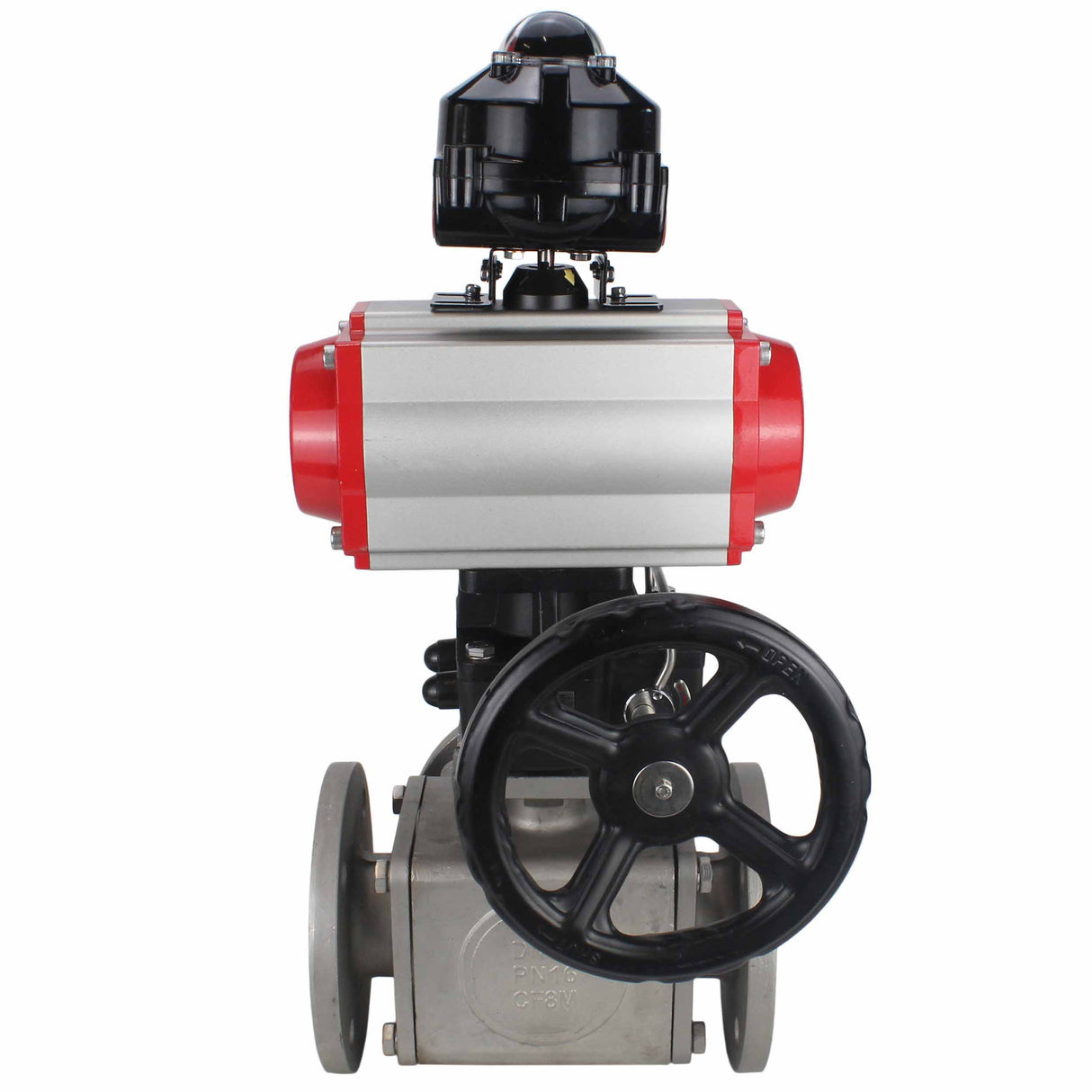 Ball valves Elephant BV3232P(4pc)-FP-3WL-F-ISO-H 16 bar full bore, flanged, stainless steel body. steel SS316, ISO flange F03/F04-F10/F12, square 9x9-19x19, with pneumatic actuator PA-DA, PN/distributor 4M310-08 220V, LSU APL-510N EX and Doubler MON3-700-