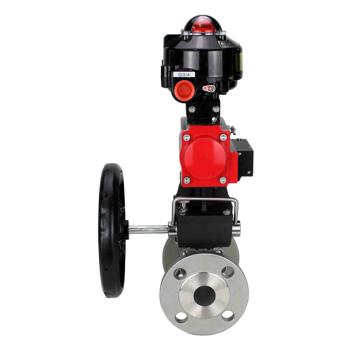 Ball valves Elephant BV3131P(3pc)-FP-F-ISO-H flanged, full bore, three-piece, stainless steel body. steel SS304, seal - PTFE, with pneumatic drive Elephant PA-DA 052-130 pneumatic distributor 4M310-08 NAMUR 220V gearbox MON LSU APL-510N-EX