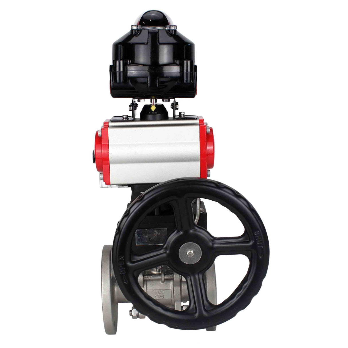 Ball valves Elephant BV3131P(3pc)-FP-F-ISO-H flanged, full bore, three-piece, stainless steel body. steel SS304, seal - PTFE, with pneumatic drive Elephant PA-DA 052-130 pneumatic distributor 4M310-08 NAMUR 24V gearbox MON LSU APL-510N-EX