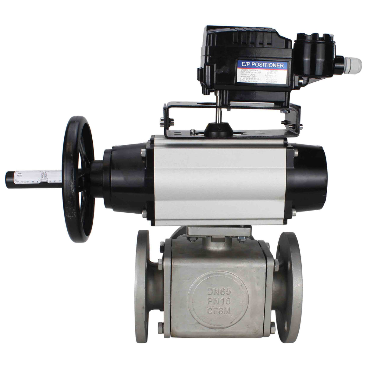Ball valves Elephant BV3232P(4pc)-FP-3WL-F-ISO-H DN100 16 bar full bore, flanged, body - stainless steel SS316, ISO flange F10/F12, square 19x19, with double pneumatic actuator PA-DA-105-1 action and pneumatic positioner YT-1000RSN with feedback
