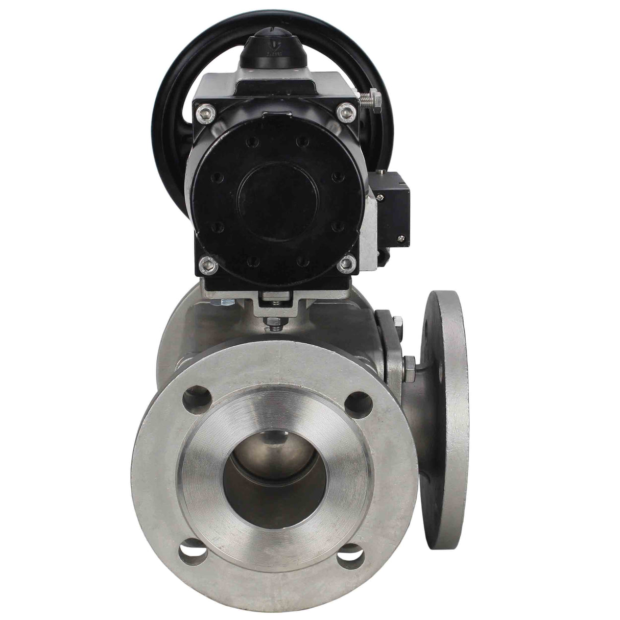 Ball valves Elephant BV3232P(4pc)-FP-3WL-F-ISO-H DN100 16 bar full bore, flanged, body - stainless steel SS316, ISO flange F10/F12, square 19x19, with double pneumatic actuator PA-DA-105-1 action and pneumatic distributor 4M310-08 NAMUR 220V