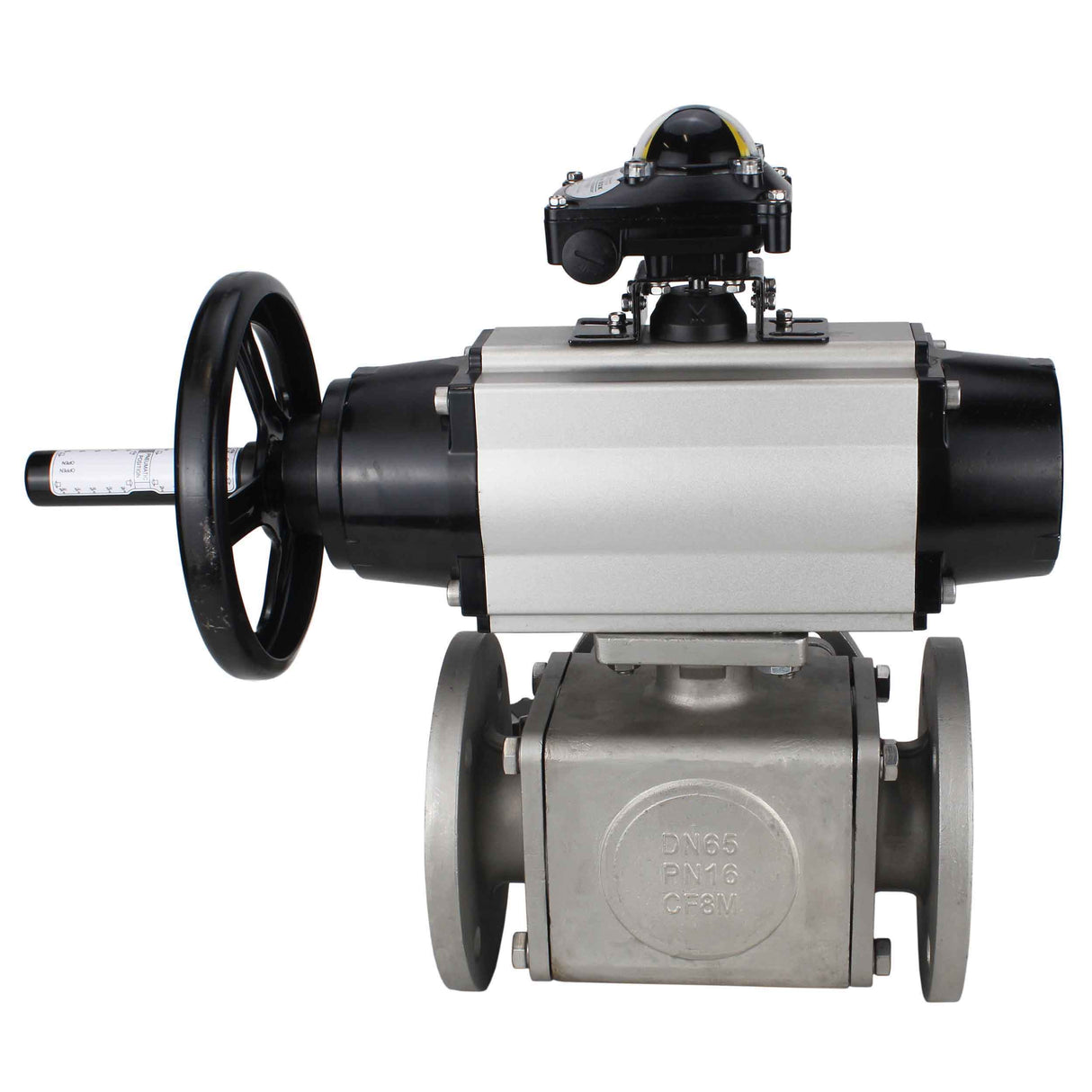Ball valves Elephant BV3232P(4pc)-FP-3WL-F-ISO-H DN100 16 bar full bore, flanged, body - stainless steel SS316, ISO flange F10/F12, square 19x19, with double pneumatic actuator PA-DA-105-1 action, pneumatic distributor 4V320-8 220V and LSU APL-210N