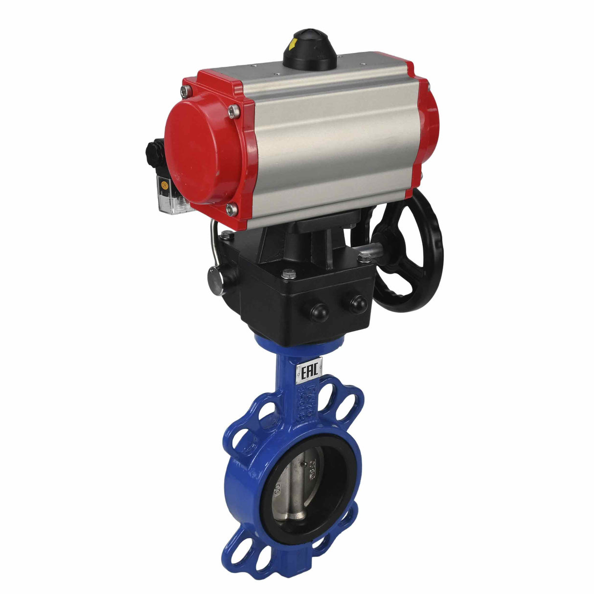 Vanne papillon d'eau Elephant st-316l-viton-da-4m310-24v-hdm, matériau du corps - acier au carbone WCB, matériau du disque - acier inoxydable AISI 316L, joint - VITON, actionné par actionneur pneumatique