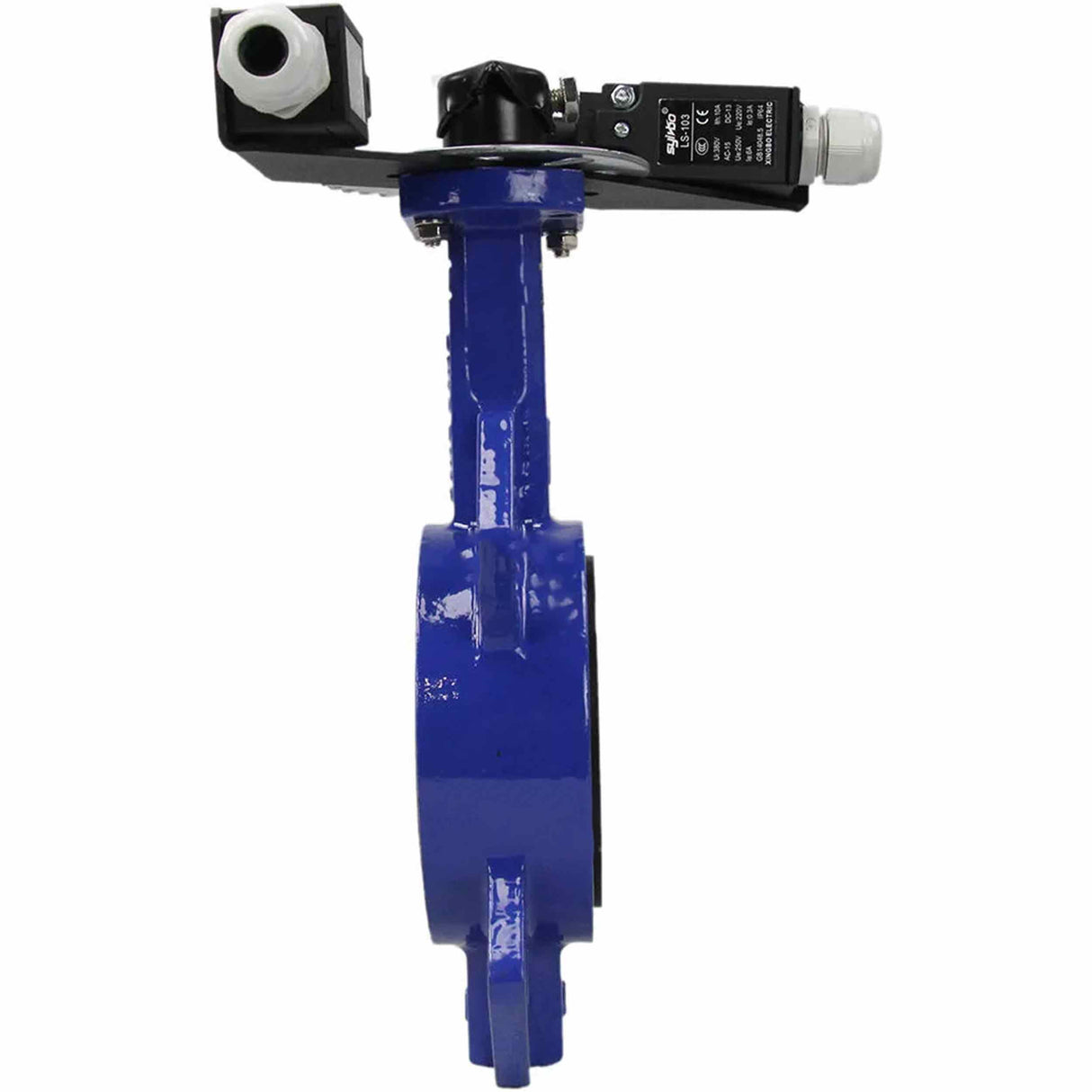 Water Butterfly Valve Elephant WCB-316L-VITON body material - Carbon steel WCB, disk material - Stainless steel aisi 316l, seal - Viton with handle, two limit switches LS-103 250V and a bracket for mounting limit switches