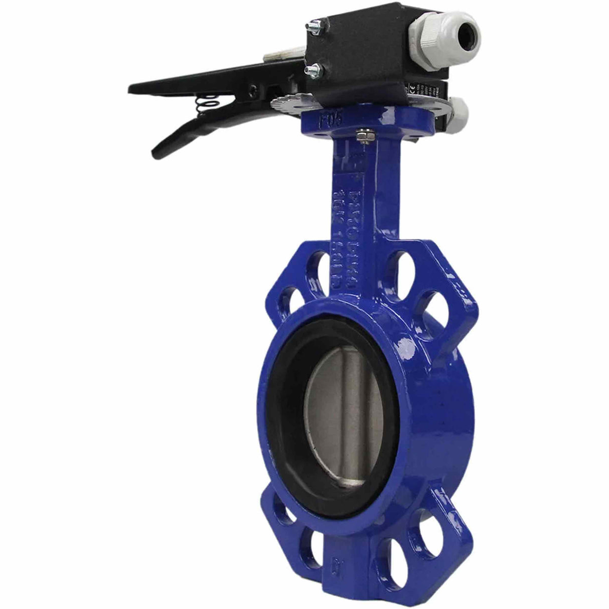 Water Butterfly Valve Elephant WCB-316L-VITON body material - Carbon steel WCB, disk material - Stainless steel aisi 316l, seal - Viton with handle, two limit switches LS-103 250V and a bracket for mounting limit switches