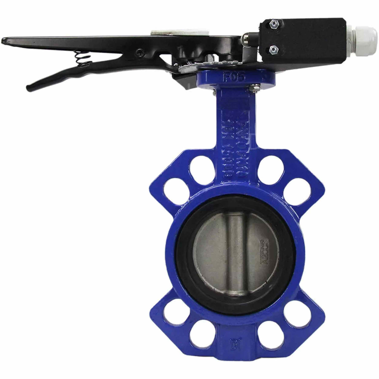 Water Butterfly Valve Elephant WCB-316L-VITON body material - Carbon steel WCB, disk material - Stainless steel aisi 316l, seal - Viton with handle, two limit switches LS-103 250V and a bracket for mounting limit switches