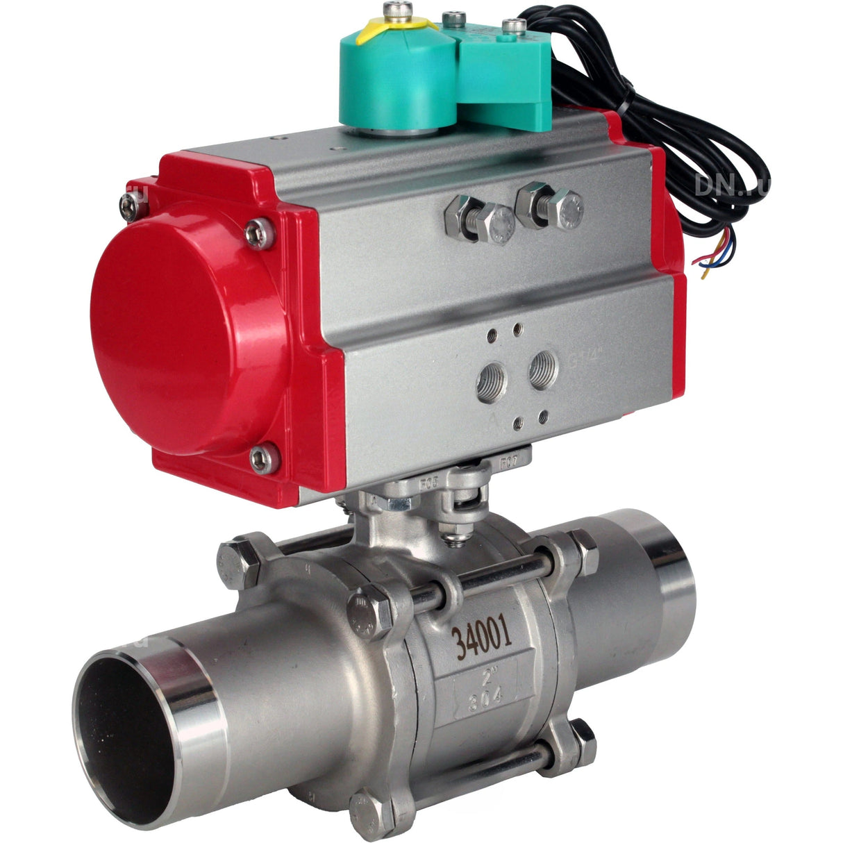 Ball valves Elephant BV3131P(3pc)-FP-W-ISO-H LONG DN10-150 63/40/25/16 bar full bore, body - 304 stainless steel, seal - PTFE, for welding, with pneumatic drive PA-DA and ALS200D magnetic switch