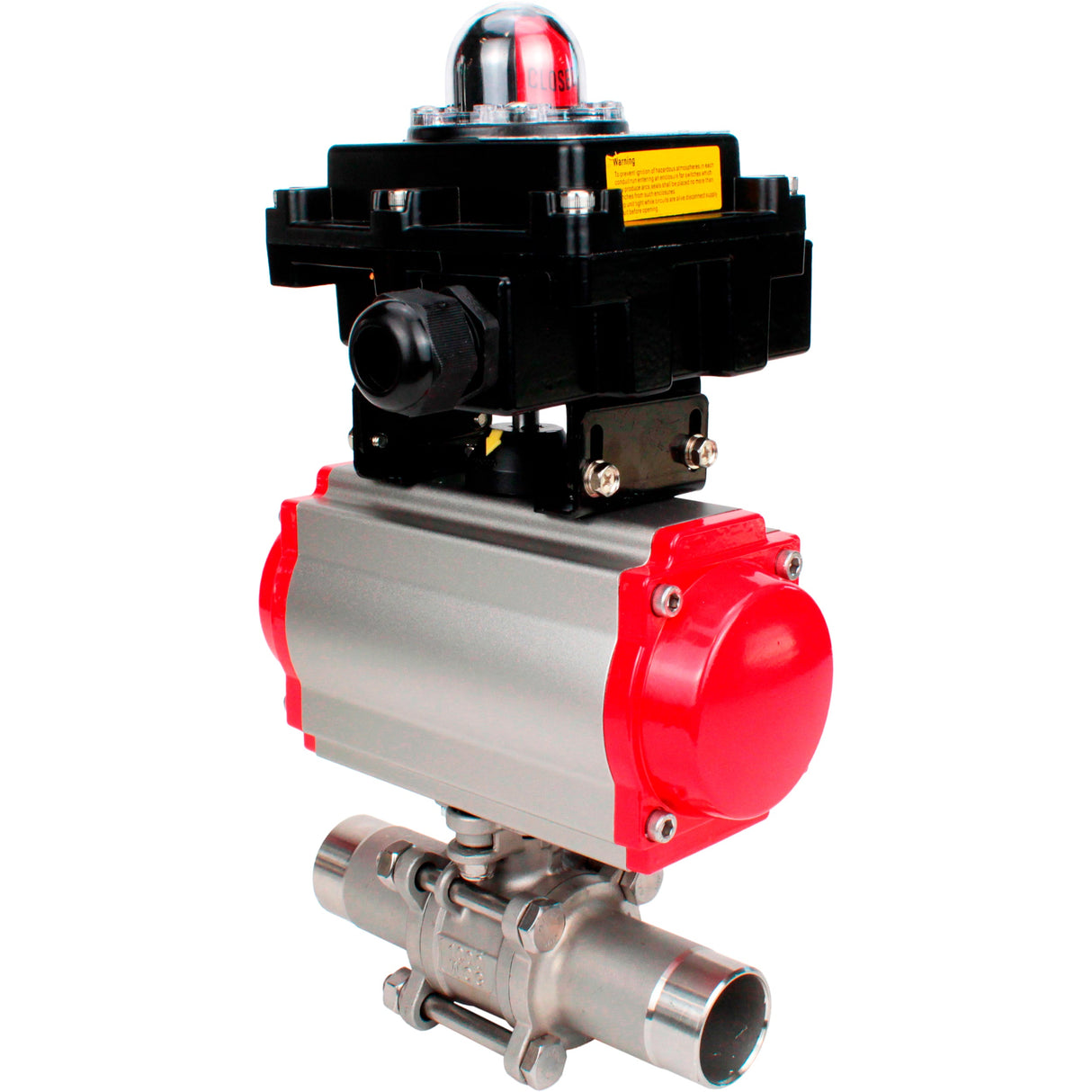 Vannes à boisseau sphérique Elephant BV3232P(3pc)-FP-W-ISO-H LONG DN10-150 passage intégral, corps - acier inoxydable 316, à souder, avec actionneur pneumatique PA-DA, distributeur pneumatique 4M310-08 220V et bloc de fin de course APL-410N EX