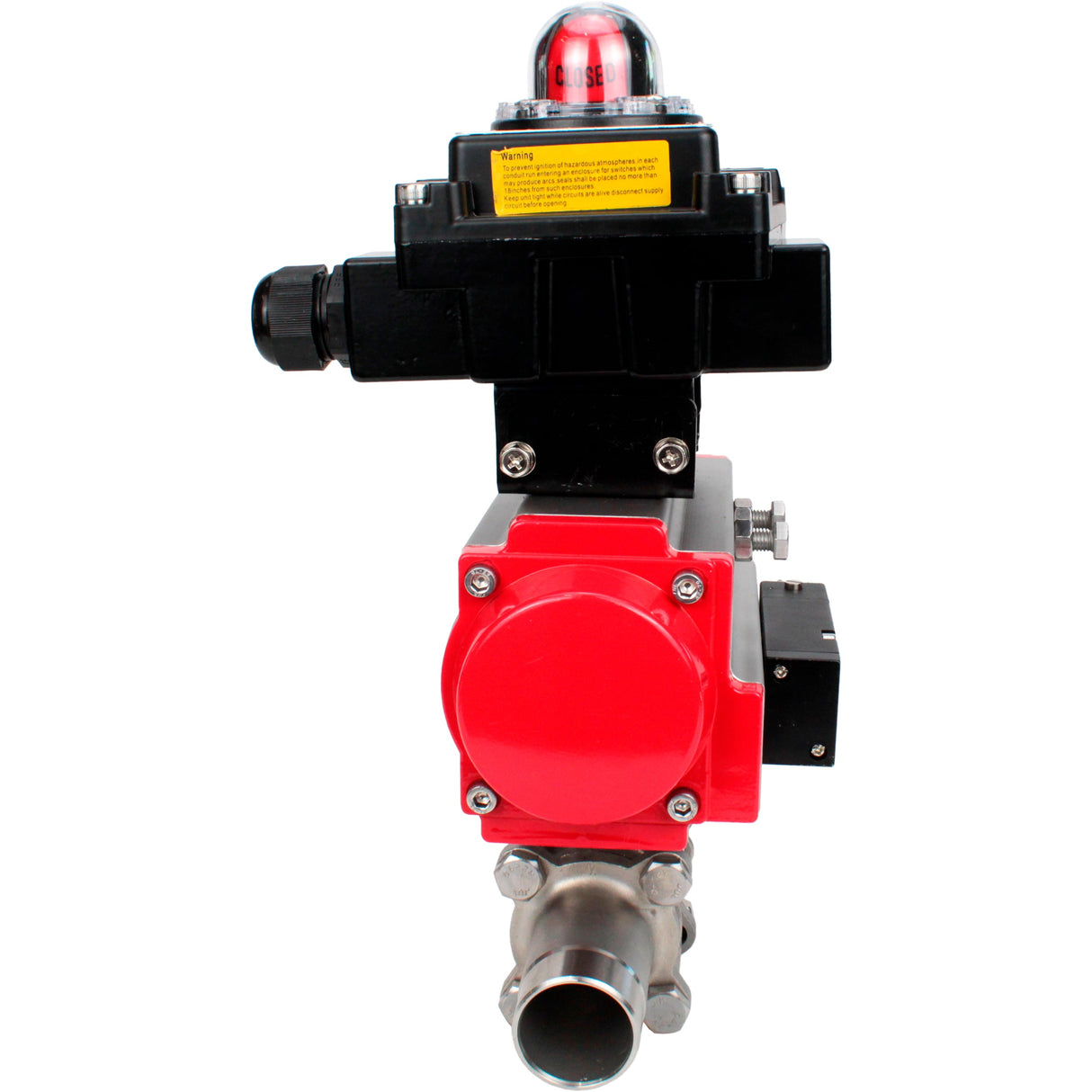 Vannes à boisseau sphérique Elephant BV3232P(3pc)-FP-W-ISO-H LONG DN10-150 passage intégral, corps - acier inoxydable 316, soudé, avec actionneur pneumatique PA-DA, distributeur pneumatique 4M310-08 24V et bloc de fin de course APL-410N EX