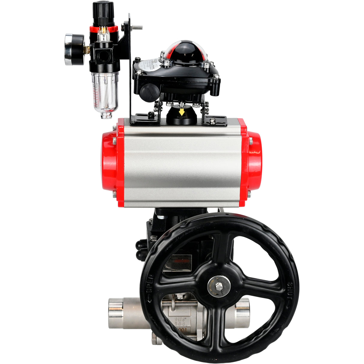 Vannes à boisseau sphérique Elephant BV3131P(3pc)-FP-W-ISO-H LONG DN50-150 passage intégral, corps - acier inoxydable 304, à souder, avec actionneur pneumatique PA-DA, distributeur pneumatique 4M310-08 24V, réducteur MON, BKV APL-210N et BPV AFC2000