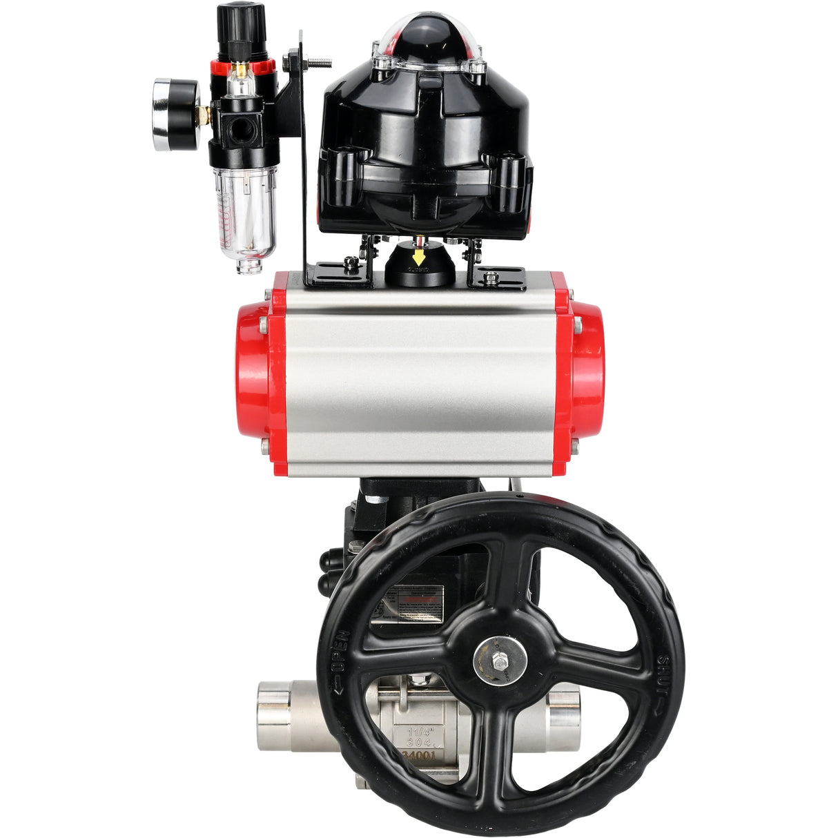 Vannes à boisseau sphérique Elephant BV3131P(3pc)-FP-W-ISO-H LONG DN50-150 passage intégral, corps - acier inoxydable 304, à souder, avec actionneur pneumatique PA-DA, distributeur pneumatique 4M310-08 24V, réducteur MON, BKV APL-510N EX et BPV AFC2000