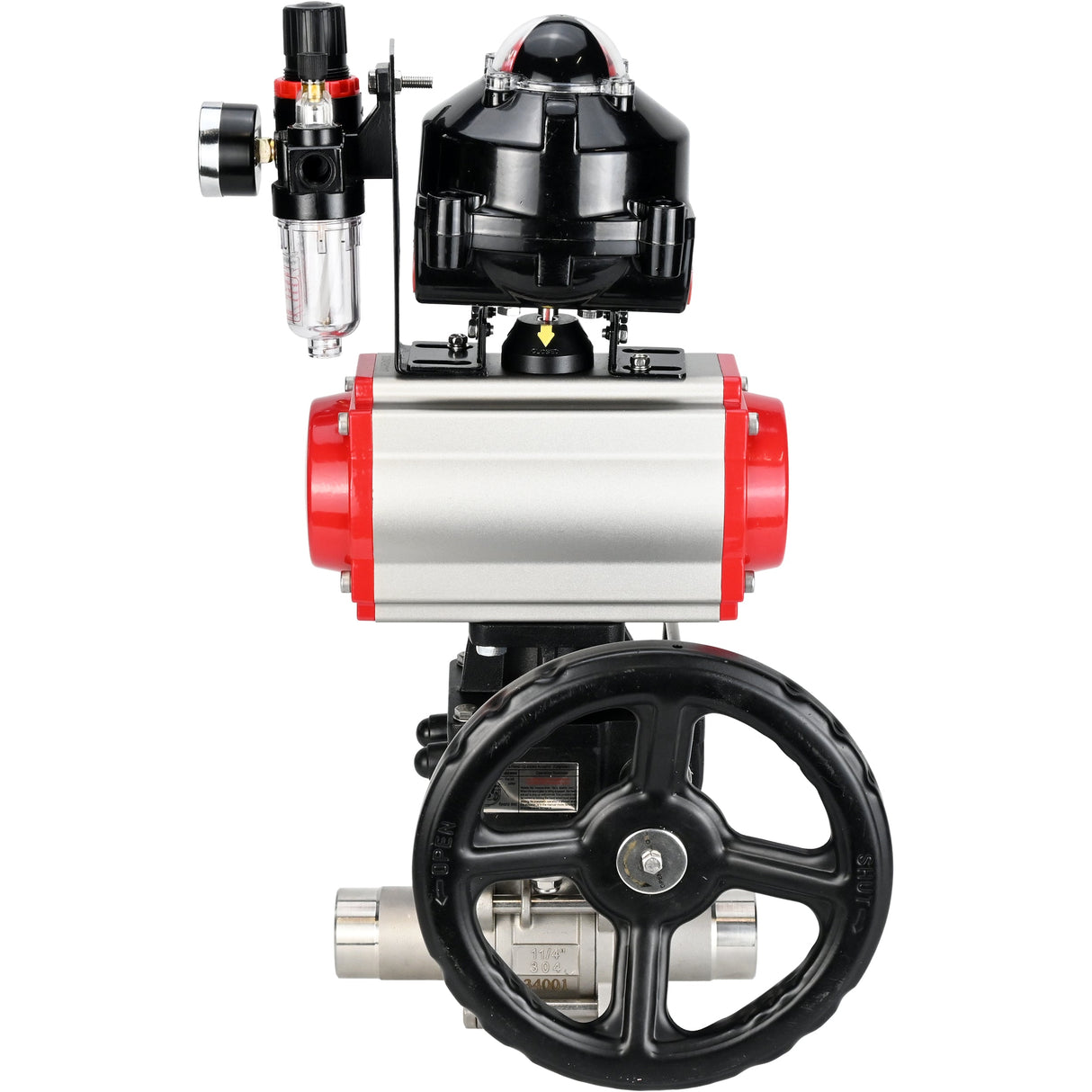 Robinets à boisseau sphérique Elephant BV3232P(3pc)-FP-W-ISO-H LONG DN50-150 passage intégral, corps - acier inoxydable 316, à souder, avec actionneur pneumatique PA-DA, distributeur pneumatique 4M310-08 24V, réducteur MON, BKV APL-510N EX et BPV AFC2000