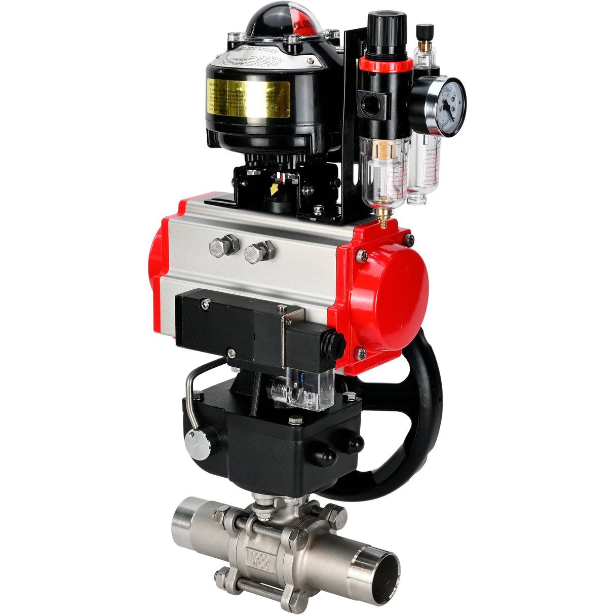 Vannes à boisseau sphérique Elephant BV3131P(3pc)-FP-W-ISO-H LONG DN50-150 passage intégral, corps - acier inoxydable 304, à souder, avec actionneur pneumatique PA-DA, distributeur pneumatique 4M310-08 24V, réducteur MON, BKV APL-510N EX et BPV AFC2000