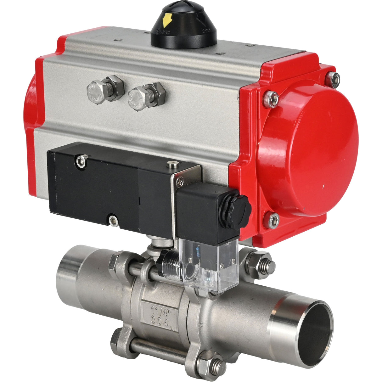 Vannes à boisseau sphérique Elephant BV3232P(3pc)-FP-W-ISO-H LONG passage intégral, corps - acier inoxydable 316, à souder, avec actionneur pneumatique Elephant PA-SA et distributeur pneumatique 4M310-08 24V