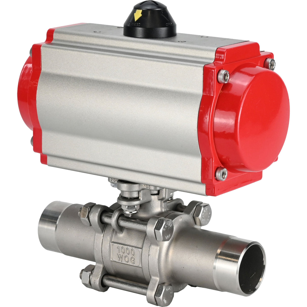 Vannes à boisseau sphérique Elephant BV3232P(3pc)-FP-W-ISO-H LONG à passage intégral, corps - acier inoxydable 316, à souder, avec actionneur pneumatique PA-DA et distributeur pneumatique 4M310-08 24V