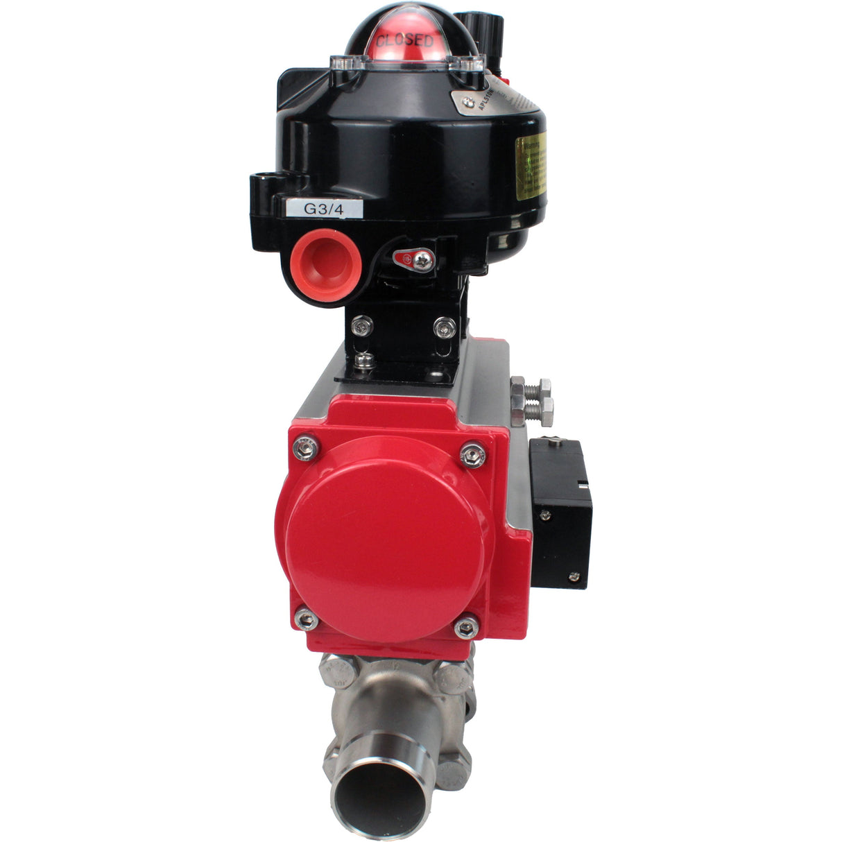 Vannes à boisseau sphérique Elephant BV3232P(3pc)-FP-W-ISO-H LONG à passage intégral, corps - acier inoxydable 316, à souder, avec actionneur pneumatique Elephant PA-SA, distributeur pneumatique 4M310-08 24V, BKV APL-510N EX et BPV AFC2000