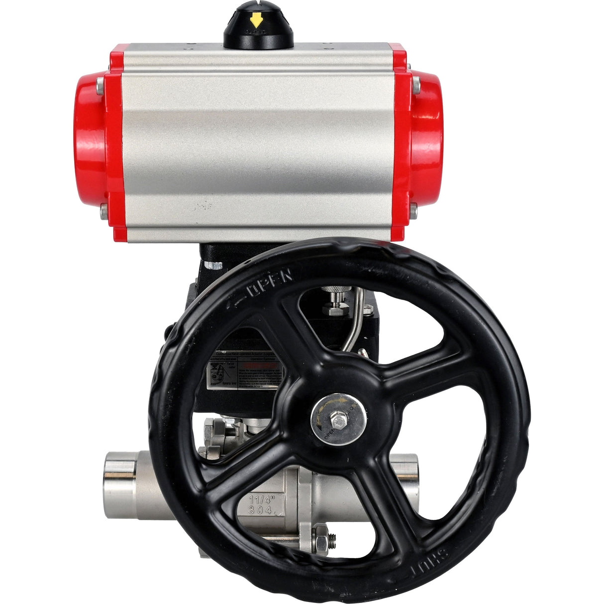 Vannes à boisseau sphérique Elephant BV3232P(3pc)-FP-W-ISO-H LONG à passage intégral, corps - acier inoxydable 316, à souder, avec actionneur pneumatique PA-DA, distributeur pneumatique 4M310-08 220V et réducteur MON