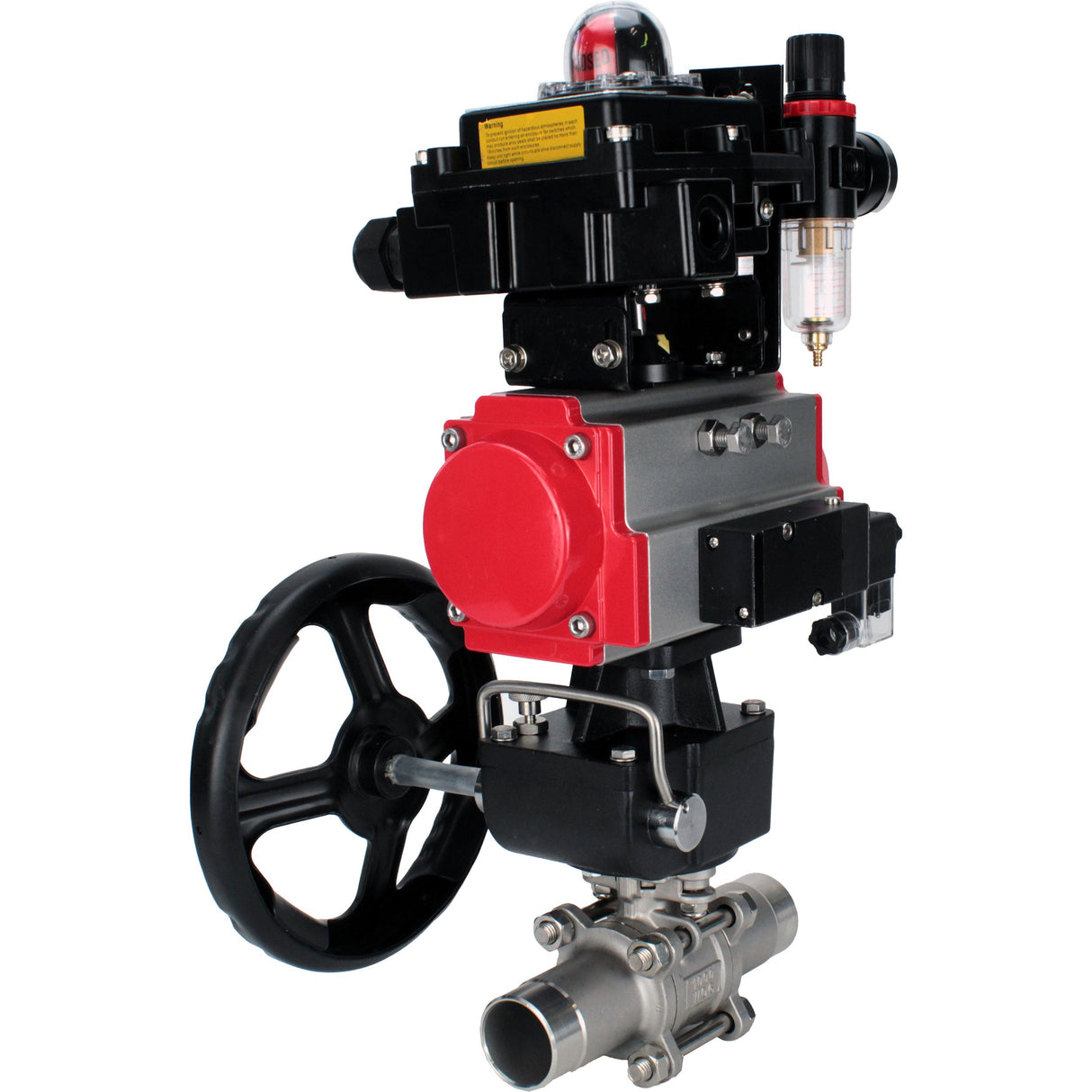 Vannes à boisseau sphérique Elephant BV3232P(3pc)-FP-W-ISO-H LONG DN50-150 passage intégral, corps - acier inoxydable 316, à souder, avec actionneur pneumatique PA-DA, distributeur pneumatique 4M310-08 24V, réducteur MON, BKV APL-410N EX et BPV AFC2000