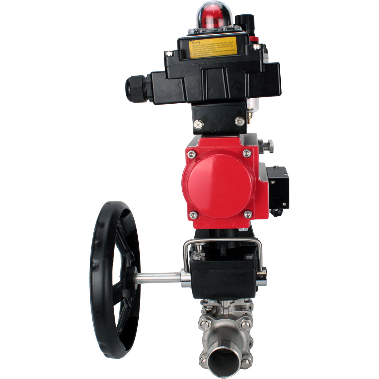 Vannes à boisseau sphérique Elephant BV3232P(3pc)-FP-W-ISO-H LONG DN50-150 passage intégral, corps - acier inoxydable 316, à souder, avec actionneur pneumatique PA-DA, distributeur pneumatique 4M310-08 24V, réducteur MON, BKV APL-410N EX et BPV AFC2000