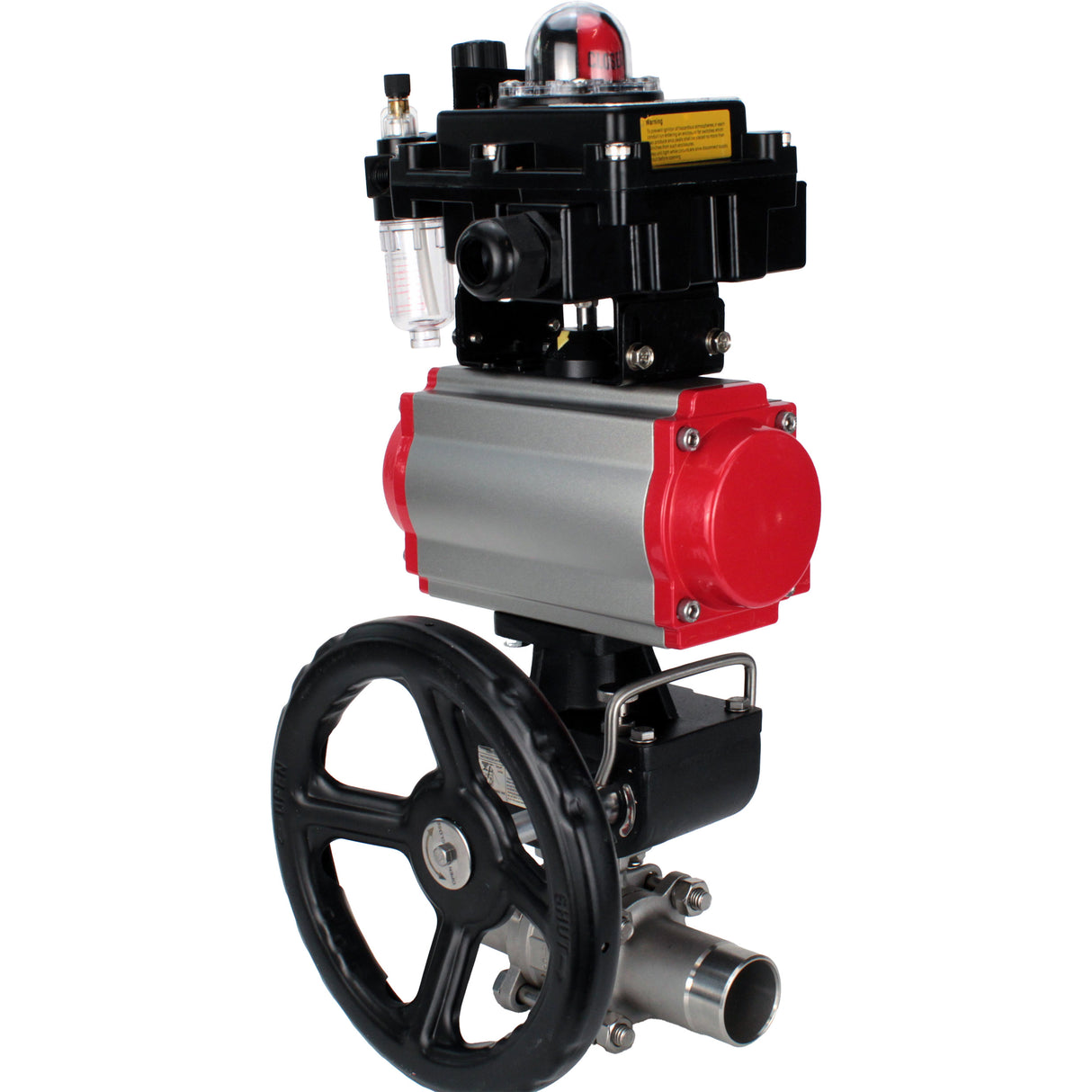 Vannes à boisseau sphérique Elephant BV3131P(3pc)-FP-W-ISO-H LONG DN50-150 passage intégral, corps - acier inoxydable 304, à souder, avec actionneur pneumatique PA-DA, distributeur pneumatique 4M310-08 24V, réducteur MON, BKV APL-410N EX et BPV AFC2000