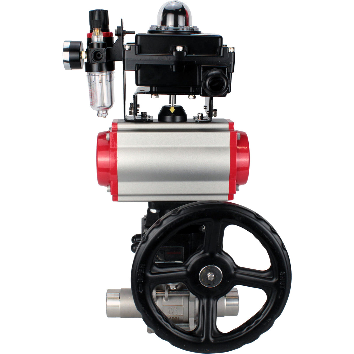 Vannes à boisseau sphérique Elephant BV3232P(3pc)-FP-W-ISO-H LONG DN50-150 passage intégral, corps - acier inoxydable 316, à souder, avec actionneur pneumatique PA-DA, distributeur pneumatique 4M310-08 24V, réducteur MON, BKV APL-410N EX et BPV AFC2000