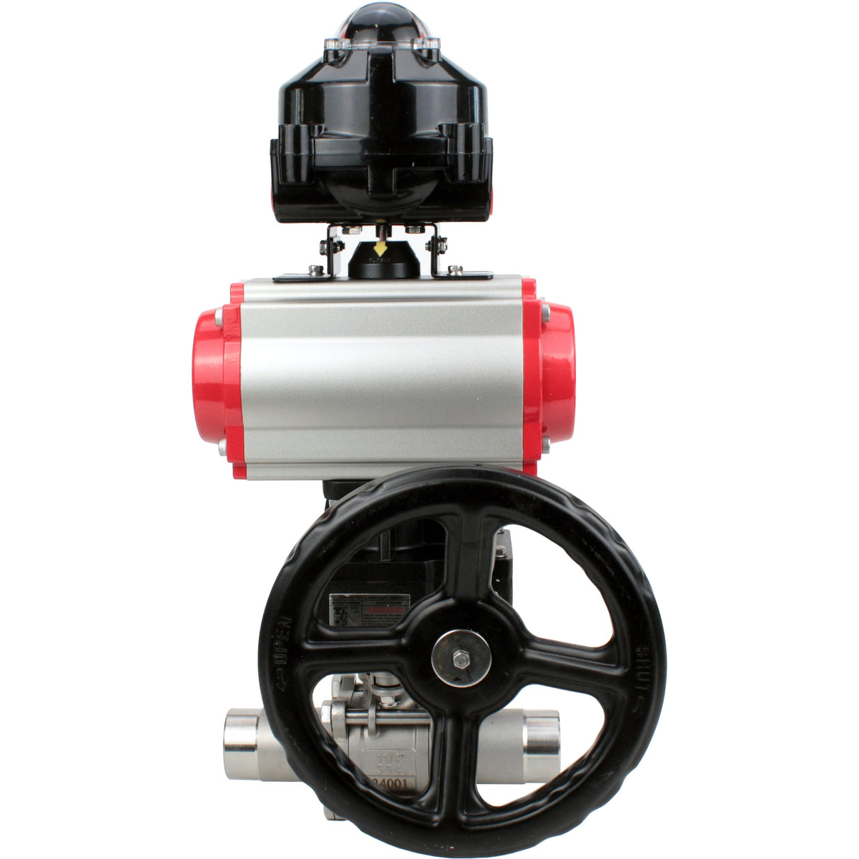Ball valves Elephant BV3232P(3pc)-FP-W-ISO-H LONG DN50-150 full bore, body - stainless steel 316, for welding, with PA-DA pneumatic actuator, pneumatic distributor 4M310-08 NAMUR 24V, MON gearbox and block limit switches APL-510N EX