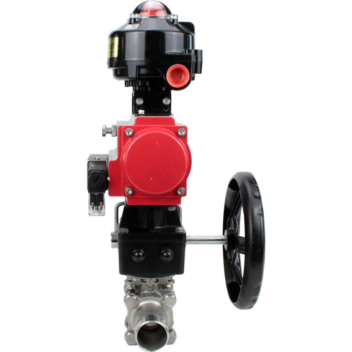 Ball valves Elephant BV3232P(3pc)-FP-W-ISO-H LONG DN50-150 full bore, body - stainless steel 316, welded, with pneumatic actuator PA-DA, pneumatic distributor 4M310-08 NAMUR 220V, MON gearbox and block limit switches APL-510N EX