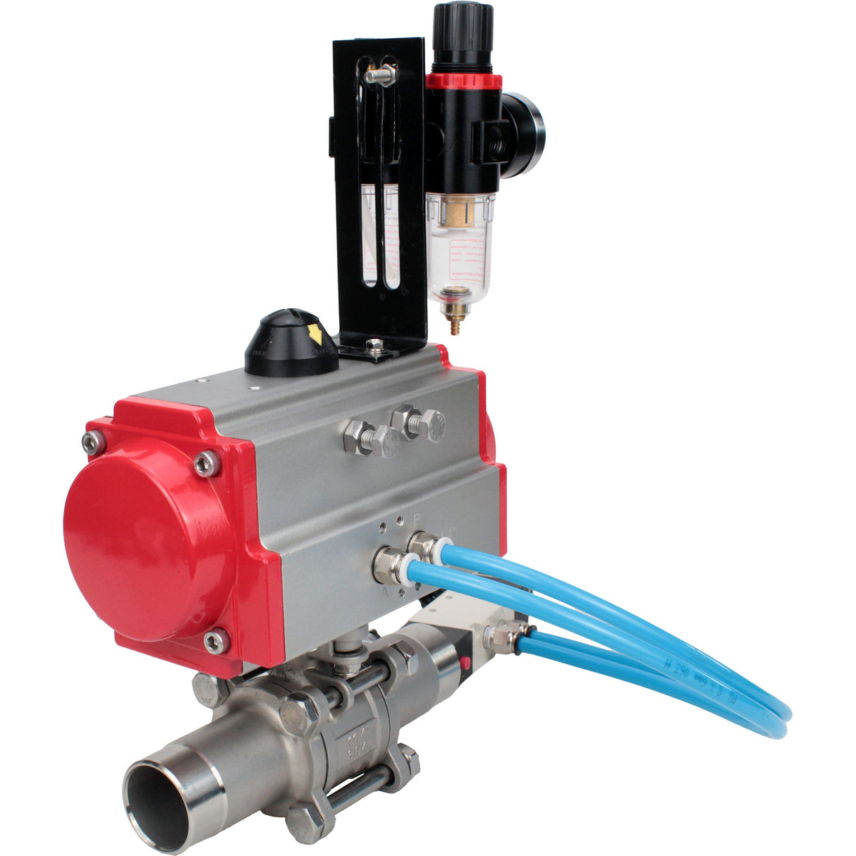 Vannes à boisseau sphérique Elephant BV3232P(3pc)-FP-W-ISO-H LONG passage intégral, corps - acier inoxydable 316, à souder, avec actionneur pneumatique Elephant PA-SA, distributeur pneumatique 4V320-10 220V et BPV AFC2000