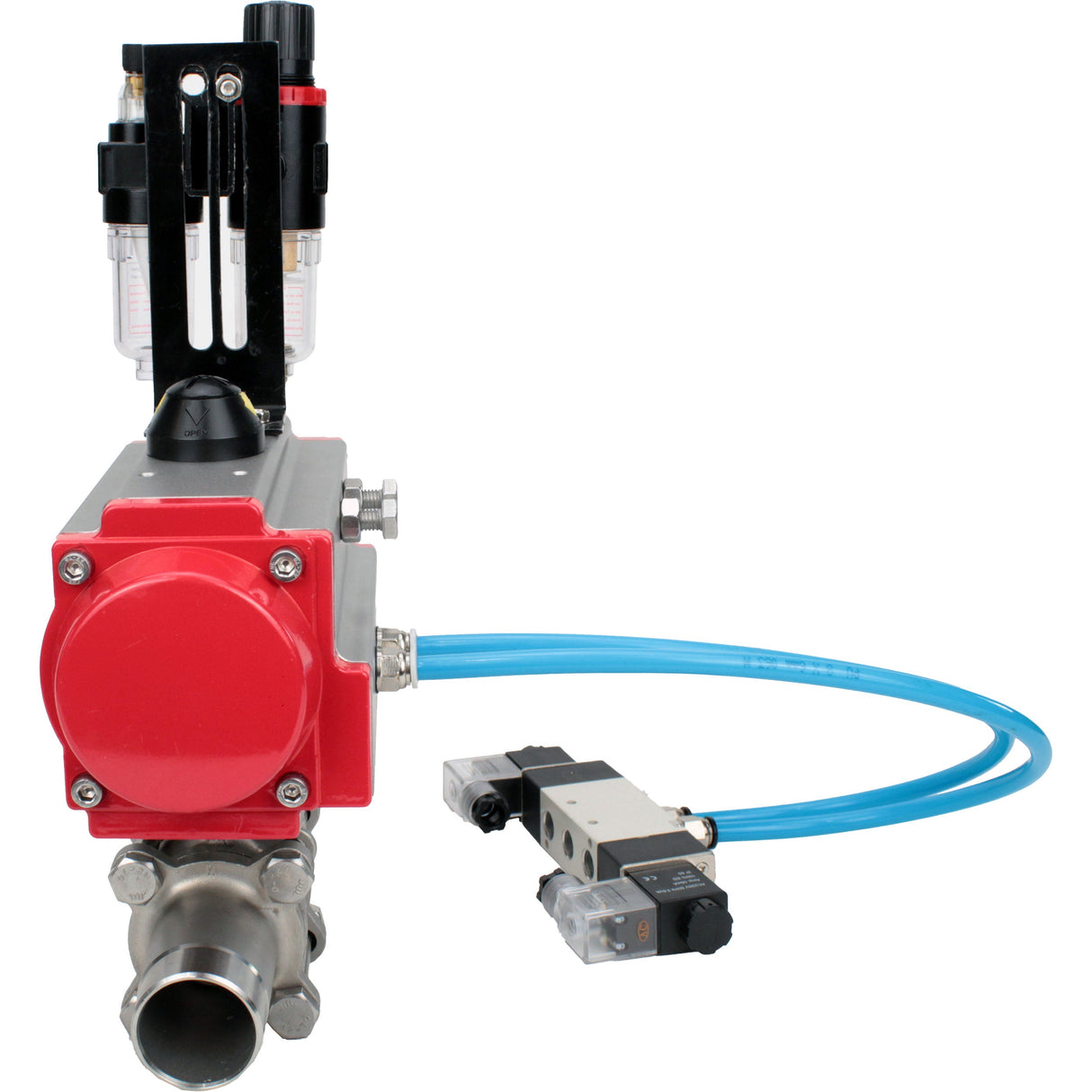 Vannes à boisseau sphérique Elephant BV3232P(3pc)-FP-W-ISO-H LONG passage intégral, corps - acier inoxydable 316, à souder, avec actionneur pneumatique Elephant PA-SA, distributeur pneumatique 4V320-08 220V et BPV AFC2000