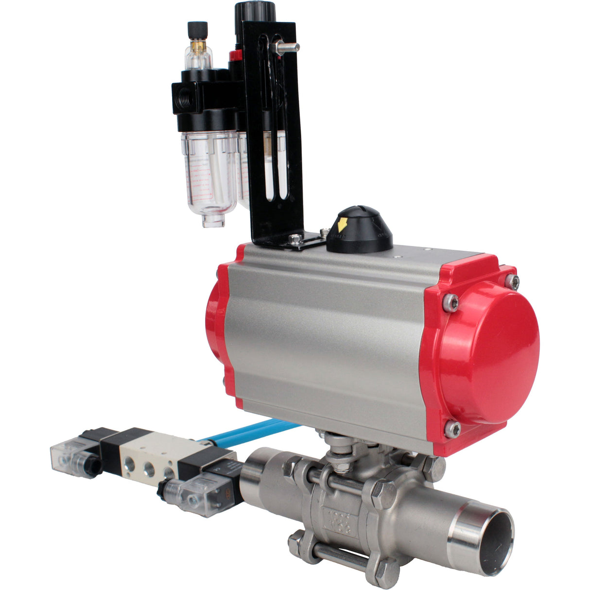 Vannes à boisseau sphérique Elephant BV3232P(3pc)-FP-W-ISO-H LONG à passage intégral, corps - acier inoxydable 316, à souder, avec actionneur pneumatique PA-DA, distributeur pneumatique 4V320-10 220V et BPV AFC2000