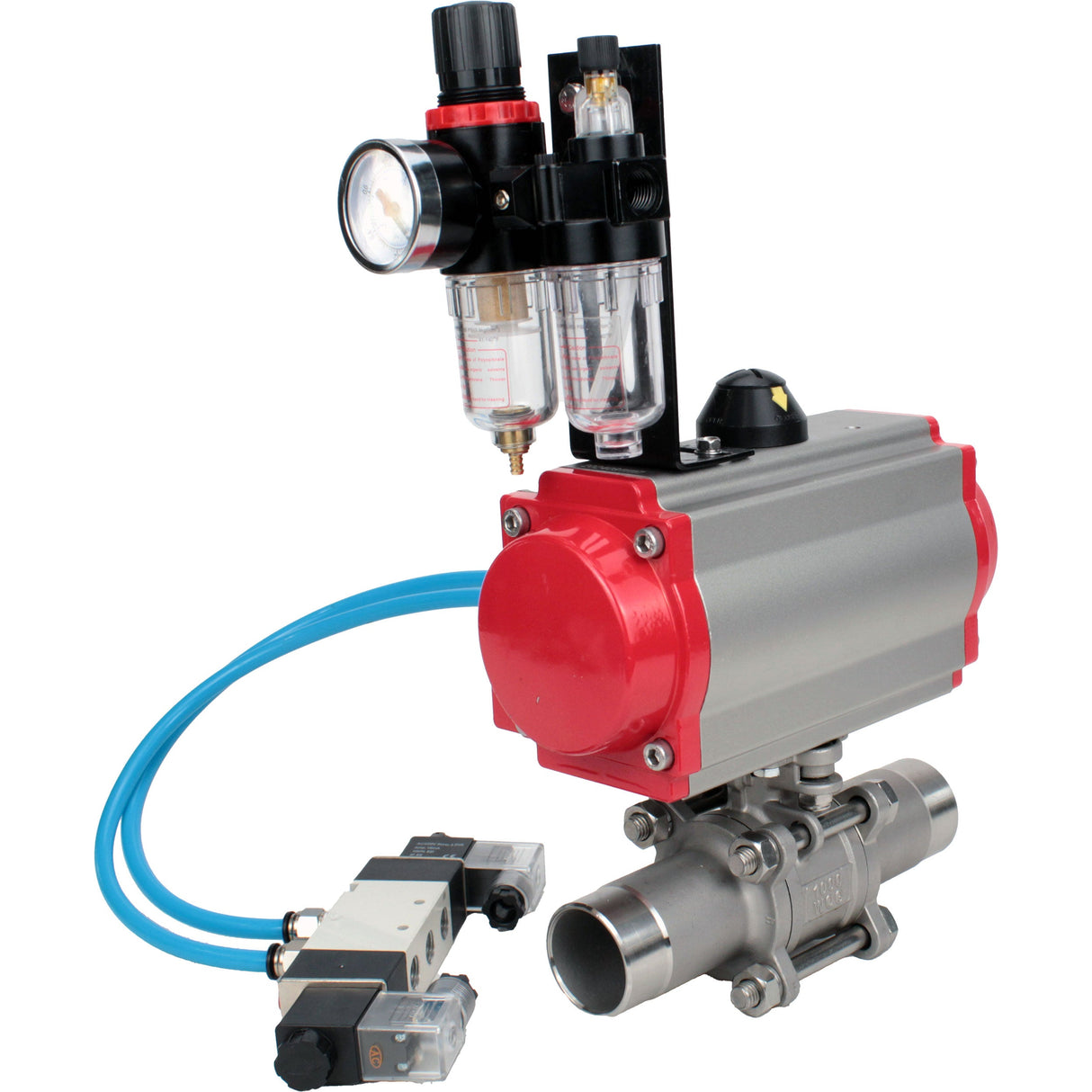 Vannes à boisseau sphérique Elephant BV3131P(3pc)-FP-W-ISO-H LONG à passage intégral, corps - acier inoxydable 304, à souder, avec actionneur pneumatique Elephant PA-SA, distributeur pneumatique 4V320-10 220V et BPV AFC2000