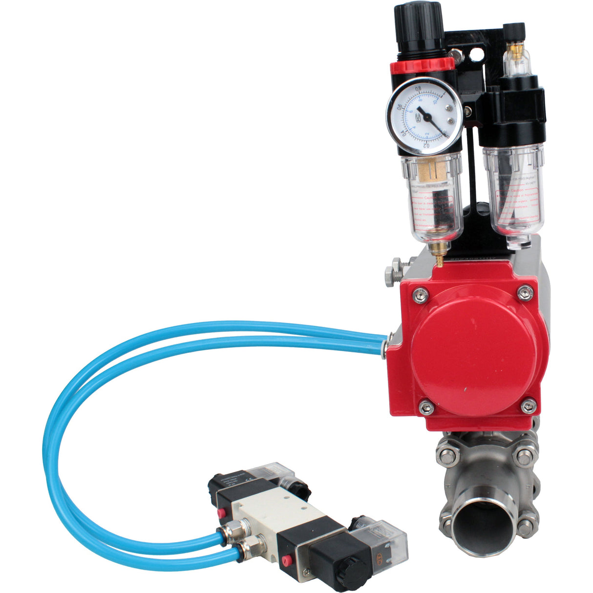 Vannes à boisseau sphérique Elephant BV3232P(3pc)-FP-W-ISO-H LONG passage intégral, corps - acier inoxydable 316, à souder, avec actionneur pneumatique Elephant PA-SA, distributeur pneumatique 4V320-08 220V et BPV AFC2000