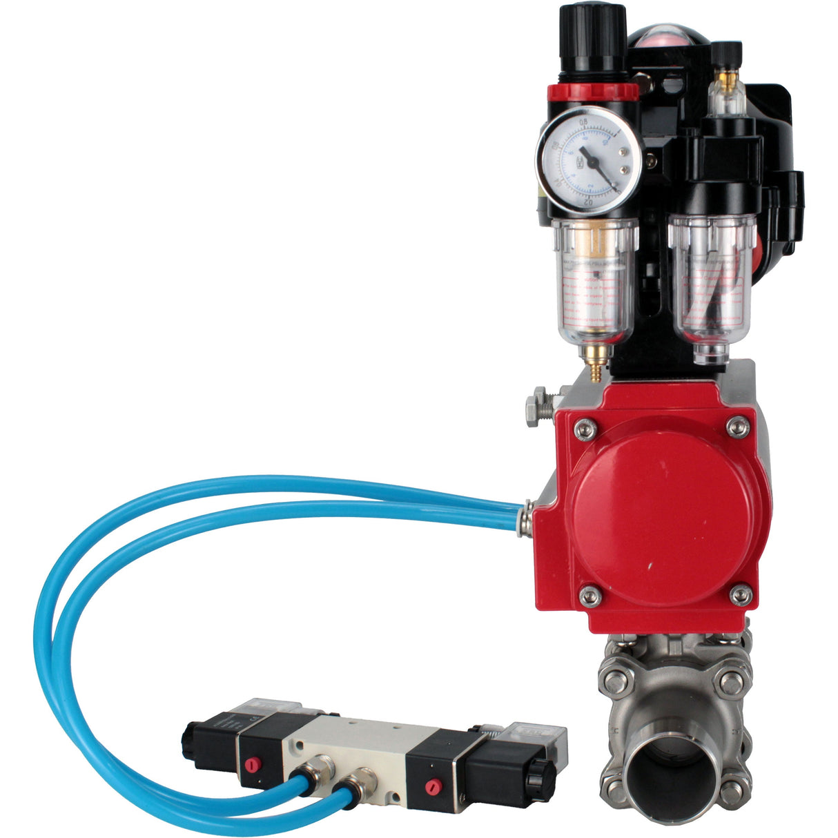 Vannes à boisseau sphérique Elephant BV3232P(3pc)-FP-W-ISO-H LONG à passage intégral, corps - acier inoxydable 316, à souder, avec actionneur pneumatique Elephant PA-SA, distributeur pneumatique 4V320-08 220V, BKV APL-510N EX et BPV AFC2000