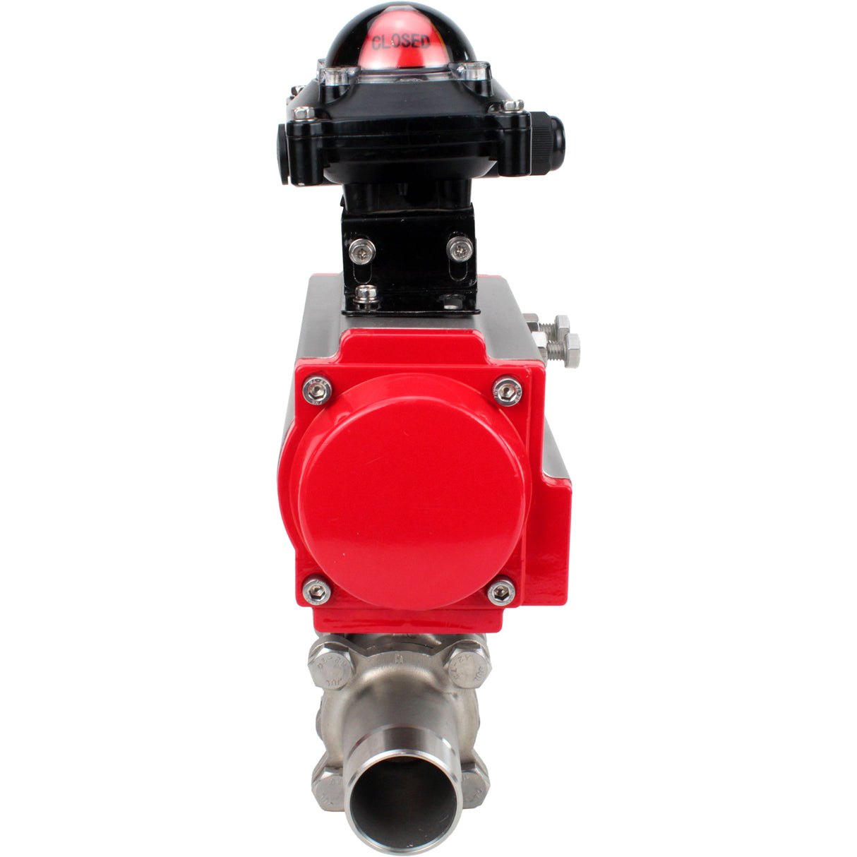 Vannes à boisseau sphérique Elephant BV3232P(3pc)-FP-W-ISO-H LONG DN10-150 passage intégral, corps - acier inoxydable 316, soudé, avec actionneur pneumatique Elephant PA-SA et bloc de fin de course APL-210N