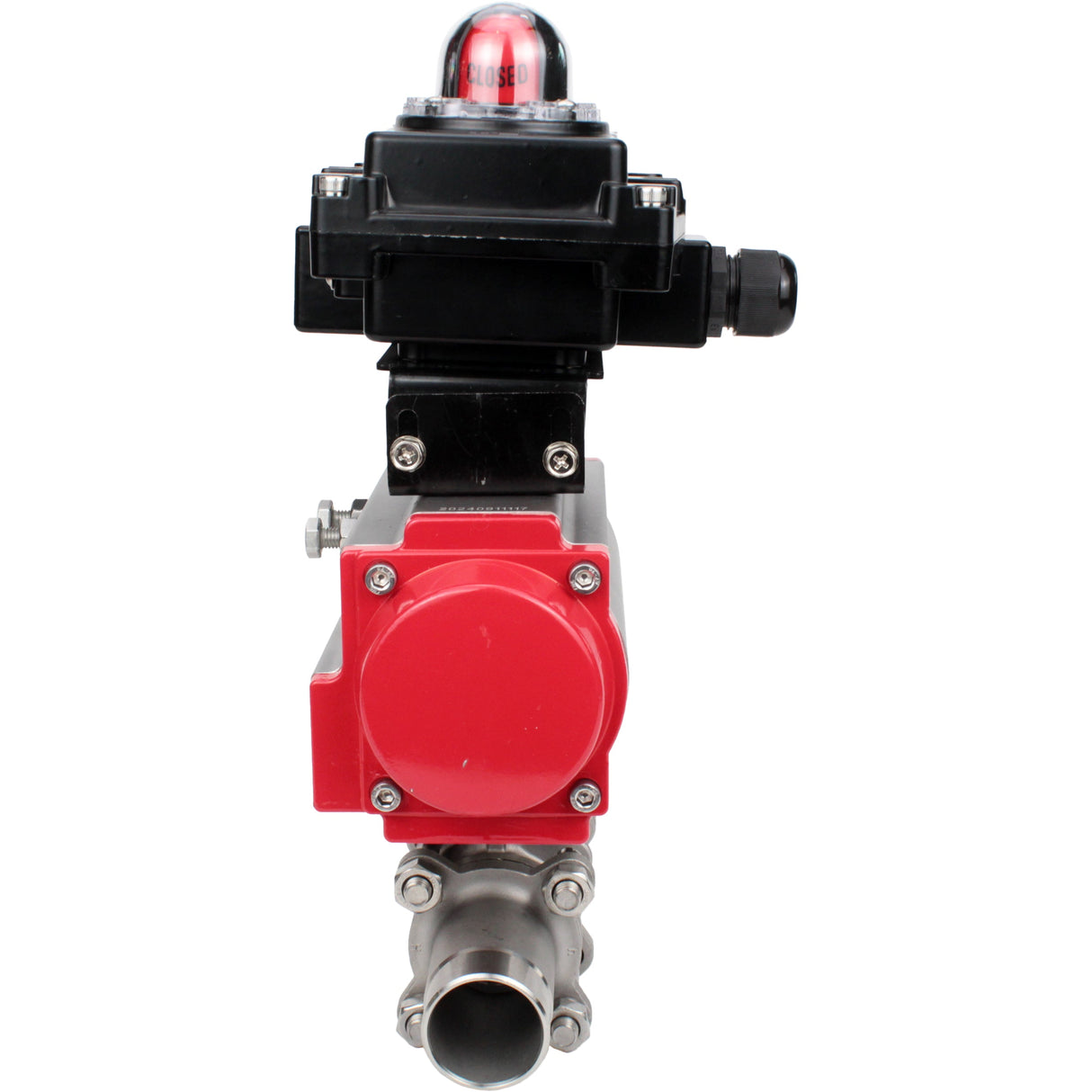 Vannes à boisseau sphérique Elephant BV3232P(3pc)-FP-W-ISO-H LONG DN10-150 passage intégral, corps - acier inoxydable 316, soudé, avec actionneur pneumatique Elephant PA-SA et bloc de fin de course APL-410N EX