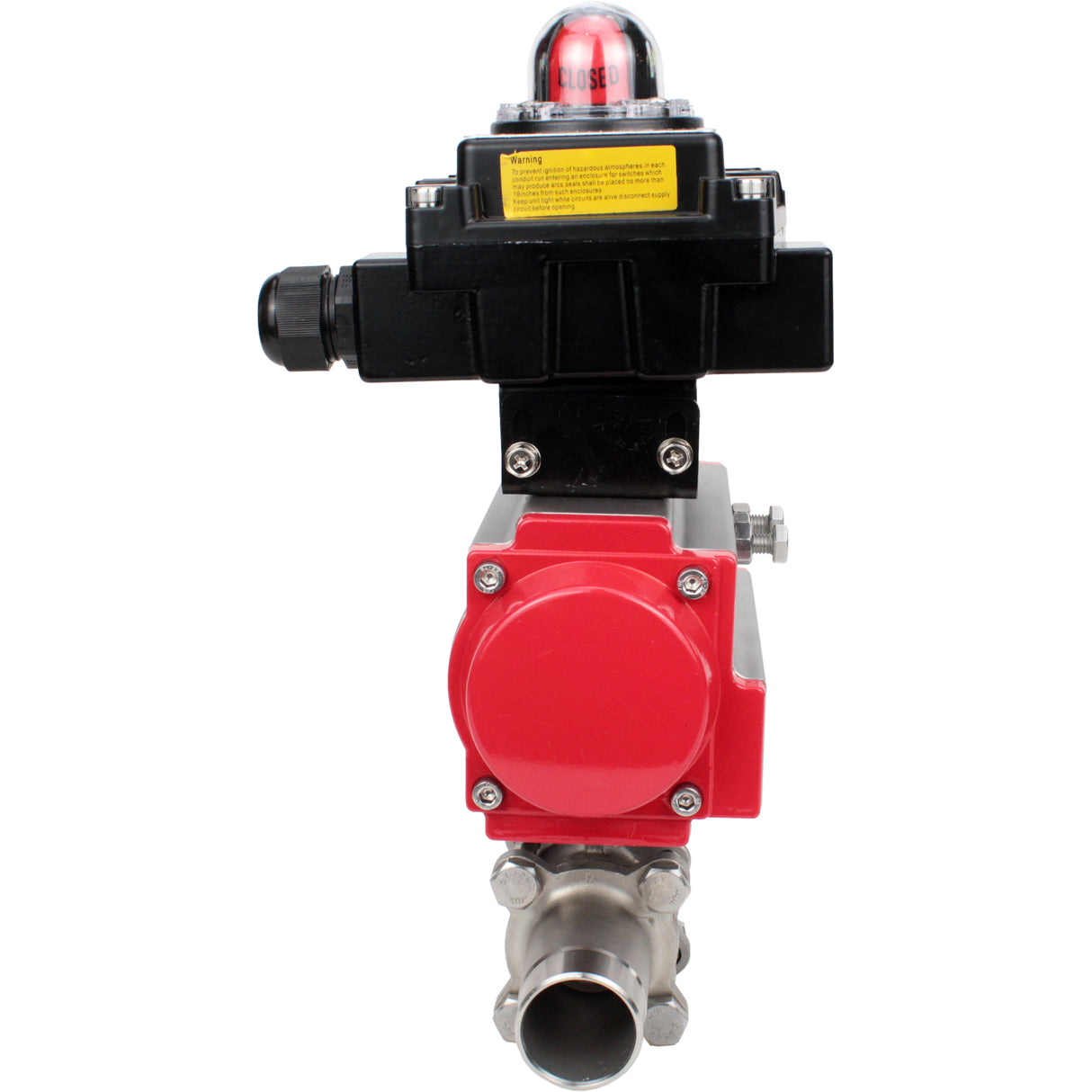 Vannes à boisseau sphérique Elephant BV3131P(3pc)-FP-W-ISO-H LONG DN10-150 passage intégral, corps - acier inoxydable 304, soudé, avec actionneur pneumatique Elephant PA-DA et bloc de fin de course APL-410N EX