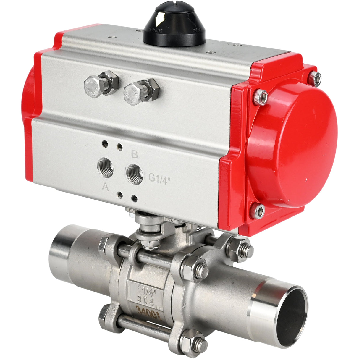 Robinets à boisseau sphérique Elephant BV3232P(3pc)-FP-W-ISO-H LONG DN10-150 passage intégral, corps - acier inoxydable 316, à souder, avec actionneur pneumatique Elephant PA-DA