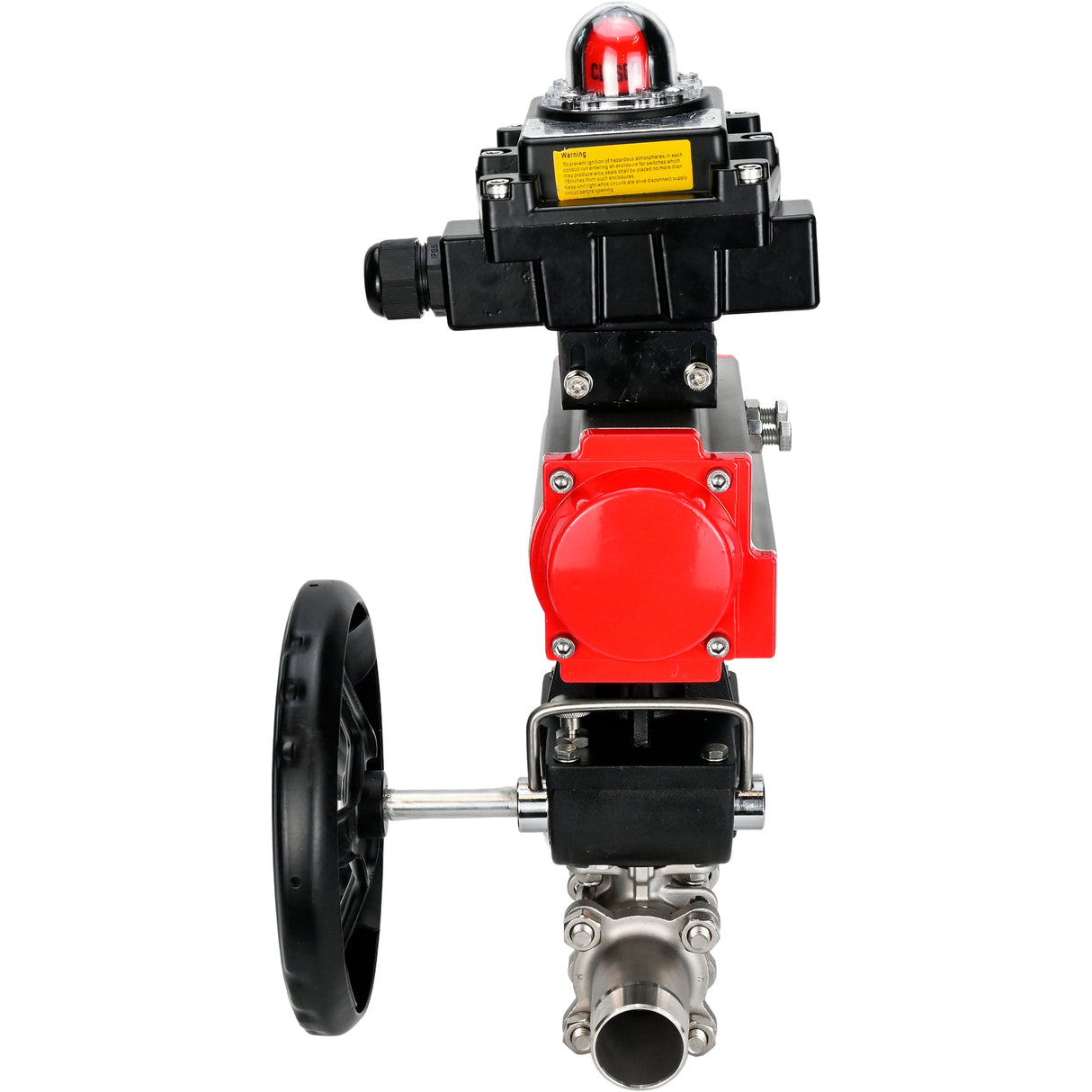 Vannes à boisseau sphérique Elephant BV3232P(3pc)-FP-W-ISO-H LONG DN50-150 passage intégral, corps - acier inoxydable 316, soudé, avec actionneur pneumatique Elephant PA-DA, réducteur Elephant MON et bloc de fin de course APL 410N EX