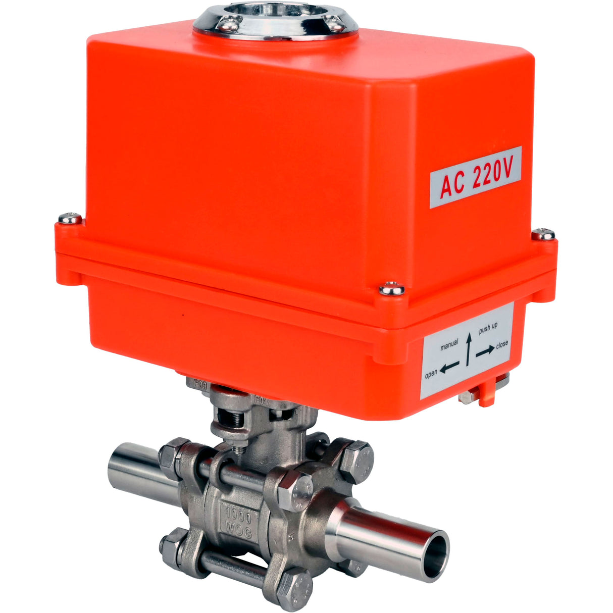 Vannes à boisseau sphérique Elephant BV3131P(3pc)-FP-W-ISO-H LONG à passage intégral, corps - acier inoxydable 304, soudé, avec entraînement électrique 1/4 de tour Elephant QT-N-EM-O1-220VAC-U1 MINI 220V