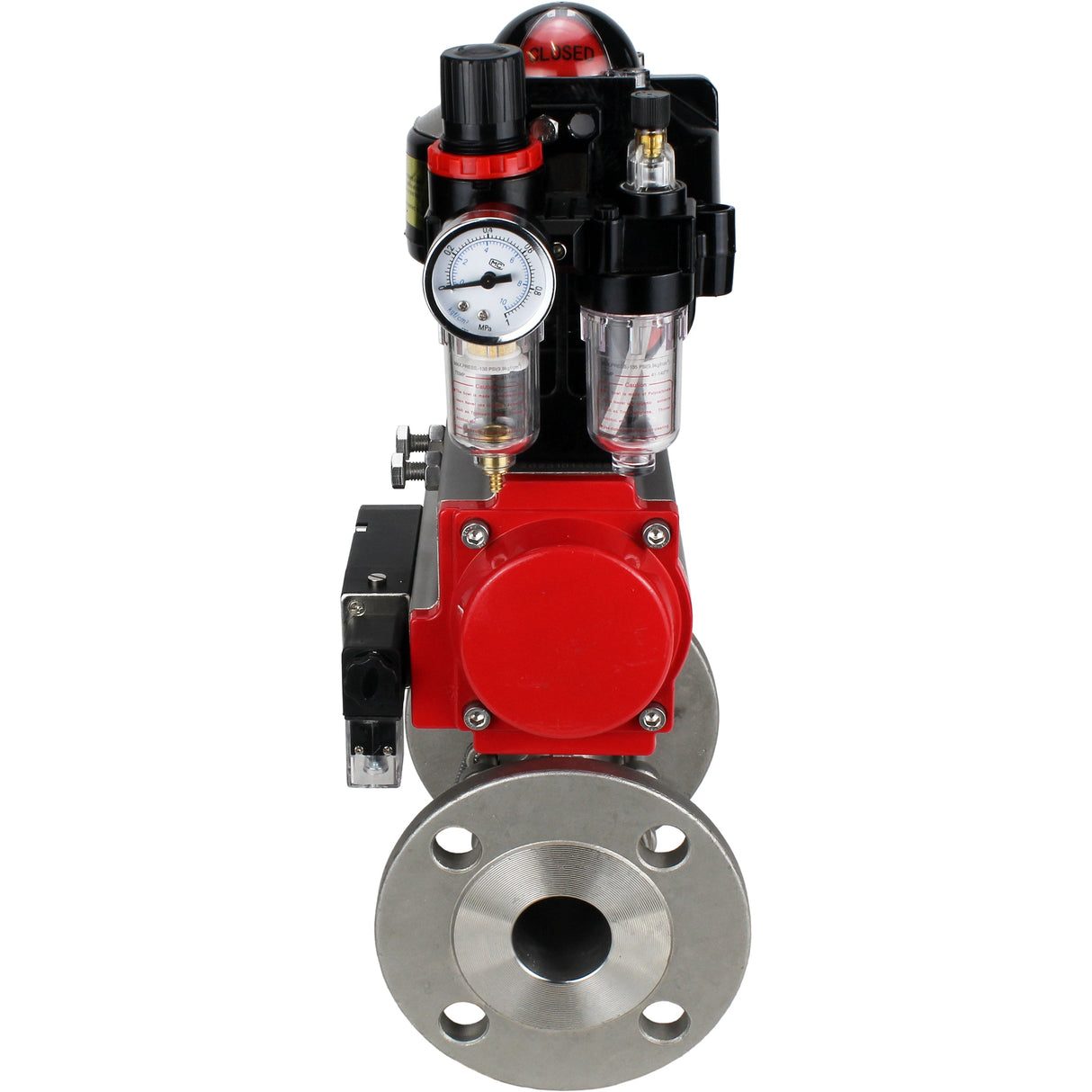 Ball valves Elephant BV3131P(3pc)-FP-F-ISO-H flanged, full bore, three-piece, stainless steel body. steel SS304, seal - PTFE, with pneumatic drive Elephant PA-DA 052-130 pneumatic distributor 4M310-08 NAMUR 220V ATU AFC2000 LSU APL-510N-EX