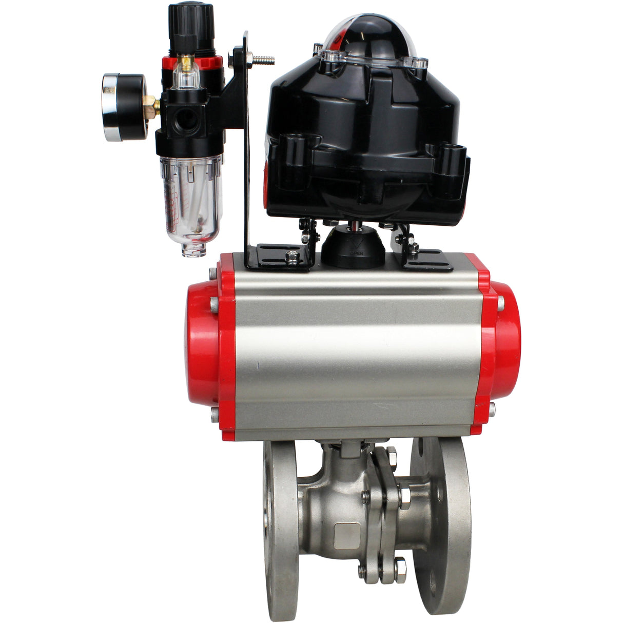 Ball valves Elephant BV3232P(2pc)-FP-F-ISO-H DN15-250 flanged, full bore, two-piece, stainless steel body. steel SS316, seal - PTFE, with pneumatic drive Elephant PA-DA 052-210 pneumatic distributor 4M310-08 NAMUR 24V ATU AFC2000 LSU APL-510N-EX