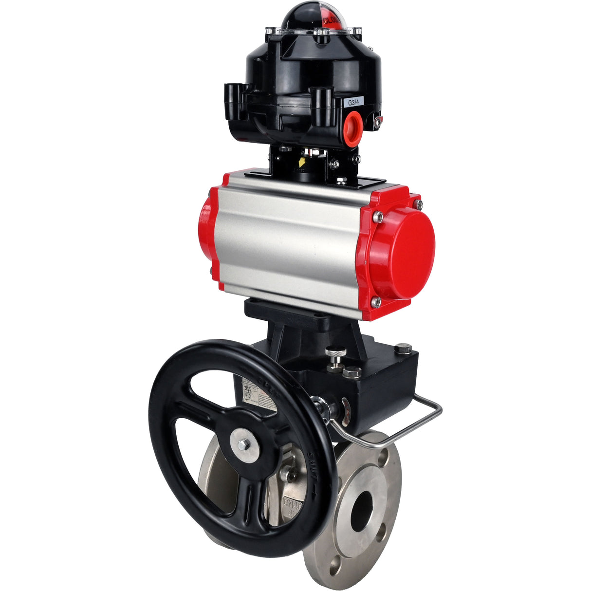 Ball valves Elephant BV3232P(2pc)-FP-F-ISO-H DN15-250 flanged, full bore, two-piece, stainless steel body. steel SS316, seal - PTFE, with pneumatic drive Elephant PA-DA 052-210 pneumatic distributor 4M310-08 NAMUR 24V gearbox MON LSU APL-510N-EX