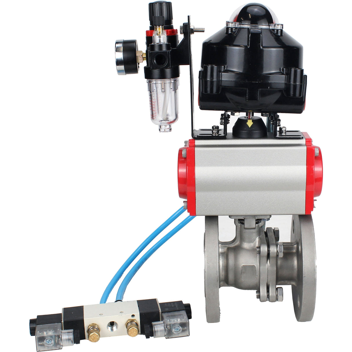 Ball valves Elephant BV3232P(2pc)-FP-F-ISO-H DN15-250 flanged, full bore, two-piece, stainless steel body. steel SS316, seal - PTFE, with pneumatic actuator Elephant PA-DA 052-210 pneumatic distributor 4V320-10 ATU AFC2000 LSU APL-510N-EX