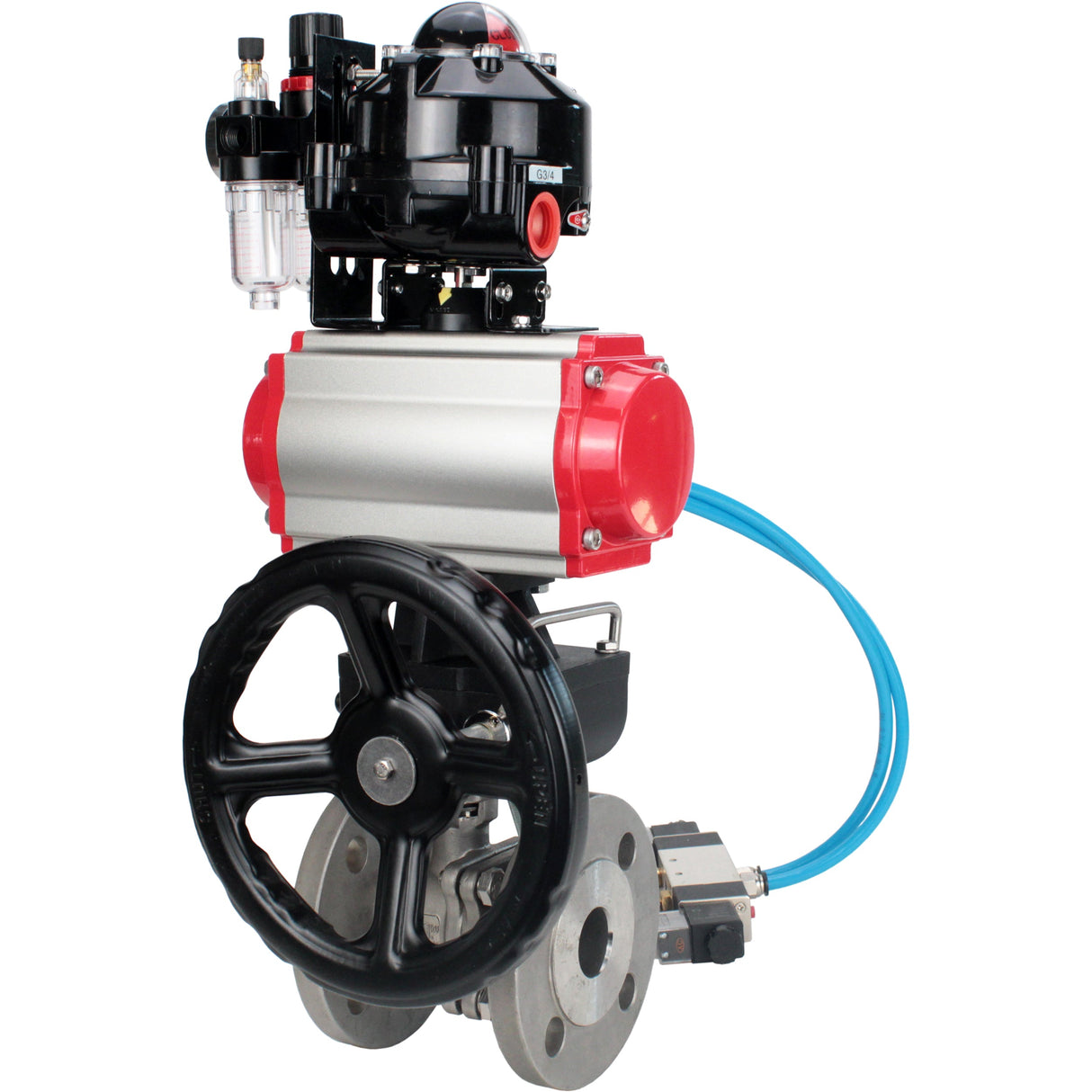 Ball valves Elephant BV3232P(2pc)-FP-F-ISO-H DN15-250 flanged, two-piece, body - stainless steel SS316, seal - PTFE, with pneumatic drive PA-DA-052-210 pneumatic distributor 4V320-10 gearbox MON ATU AFC2000 LSU APL-510N-EX