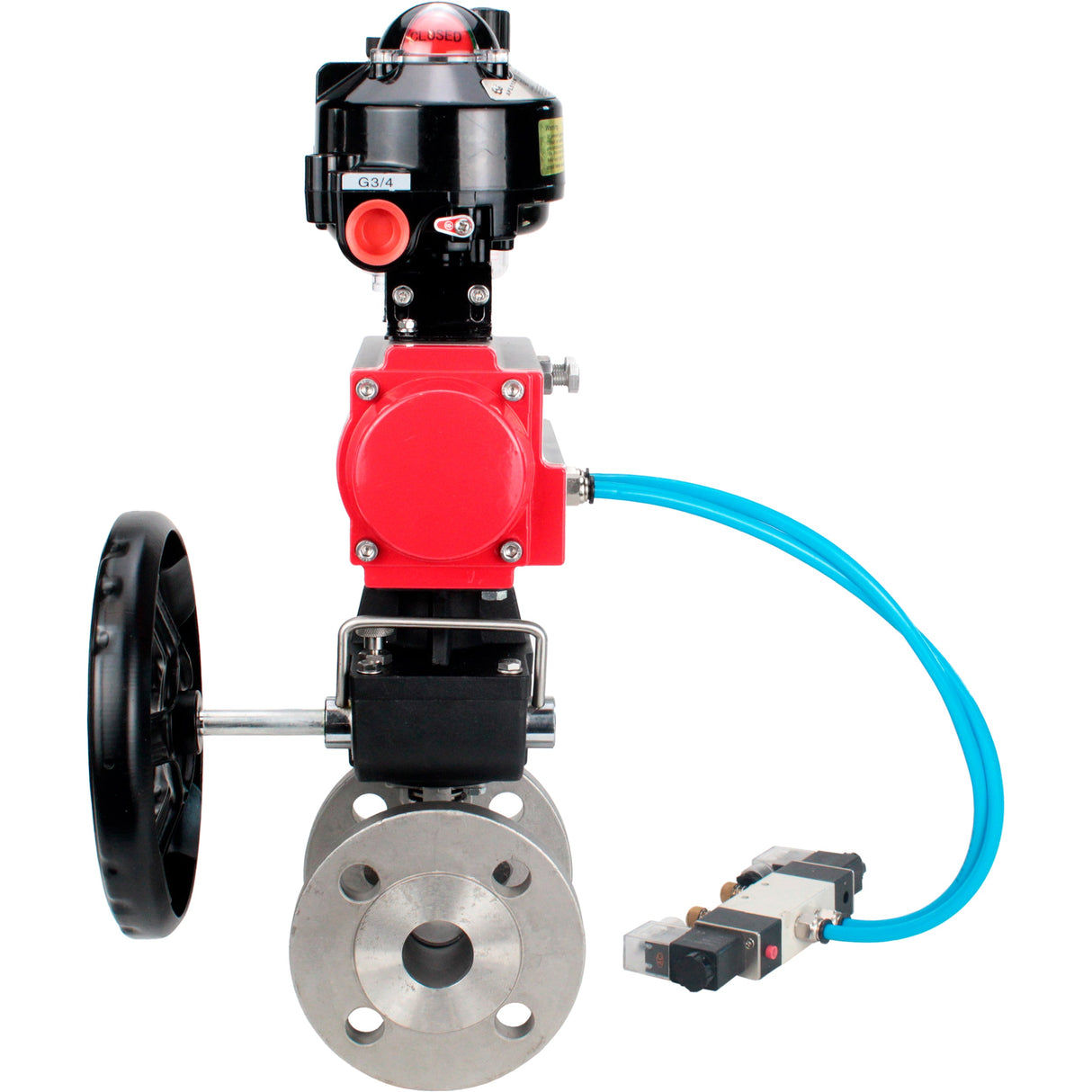 Ball valves Elephant BV3232P(2pc)-FP-F-ISO-H DN15-250 flanged, two-piece, body - stainless steel SS316, seal - PTFE, with pneumatic drive PA-DA-052-210 pneumatic distributor 4V320-10 gearbox MON ATU AFC2000 LSU APL-510N-EX