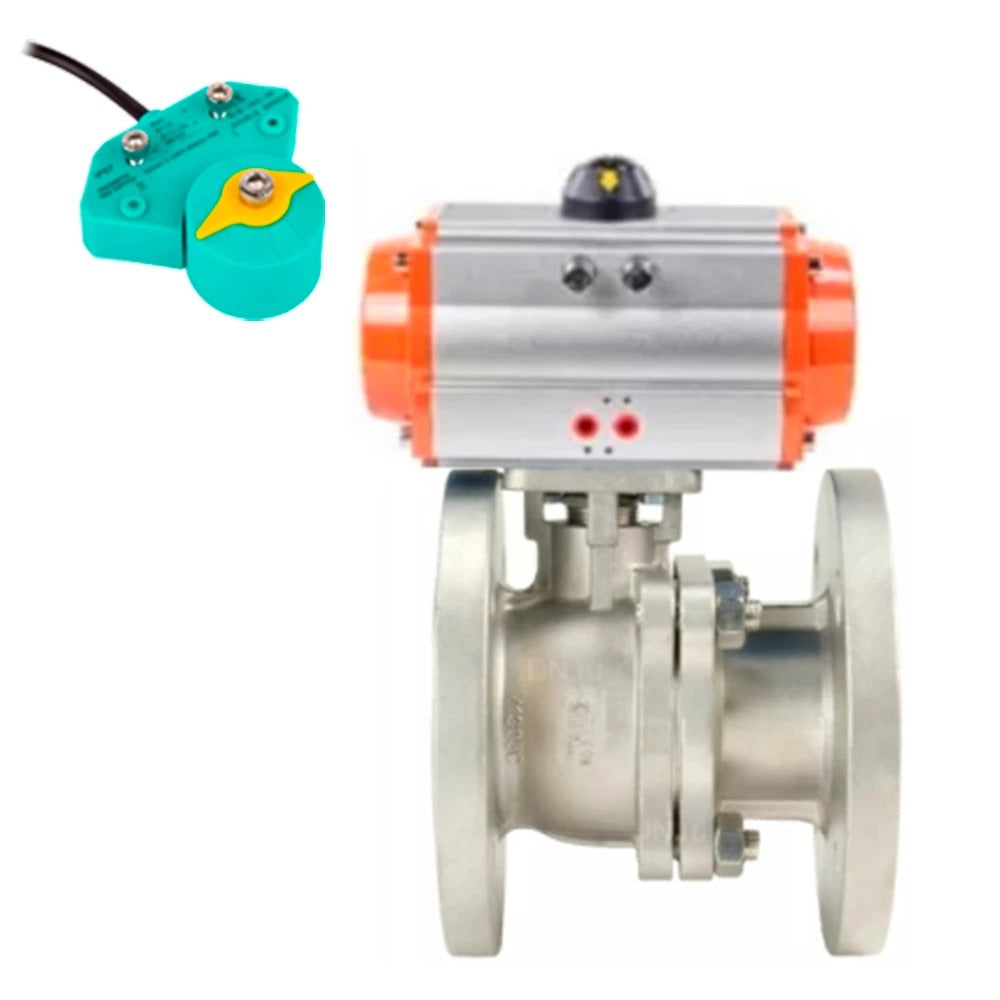 Ball valves Elephant BV3232P(2pc)-FP-F-ISO-H DN15-300 40/16 bar full bore, flanged, body - 316 stainless steel, seal - PTFE, with pneumatic drive PA-DA and ALS200D magnetic switch