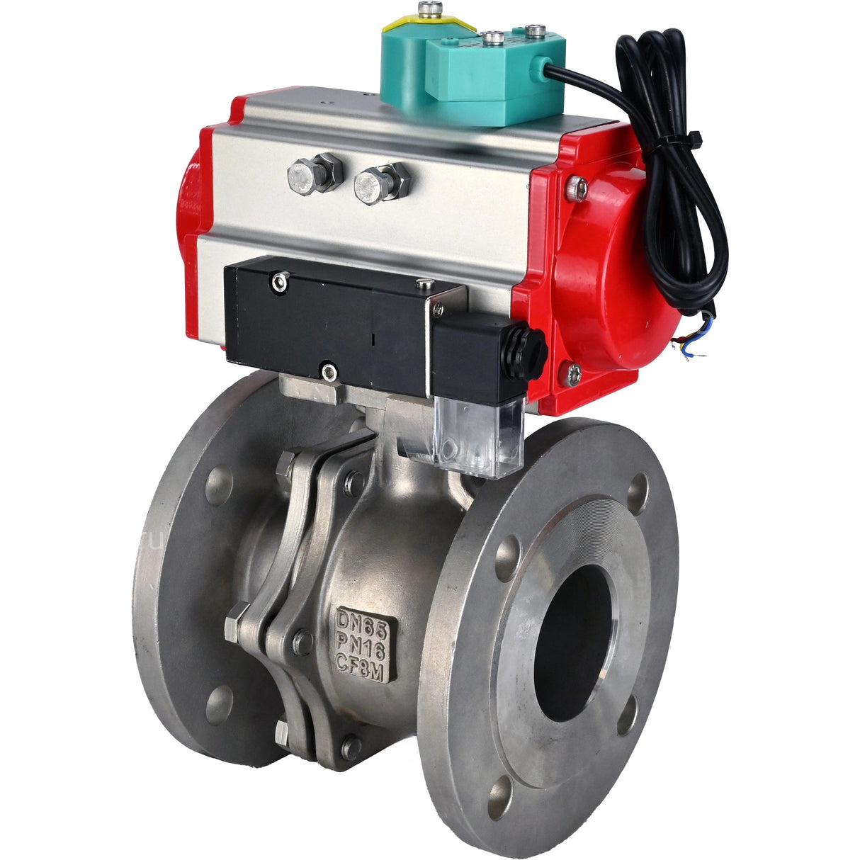Ball valves Elephant BV3232P(2pc)-FP-F-ISO-R DN200-300 16 bar full bore, flanged, body - 316 stainless steel, seal - PTFE, with PA-DA pneumatic actuator, pneumatic distributor 4M310-08 NAMUR 220V and ALS200D magnetic switch